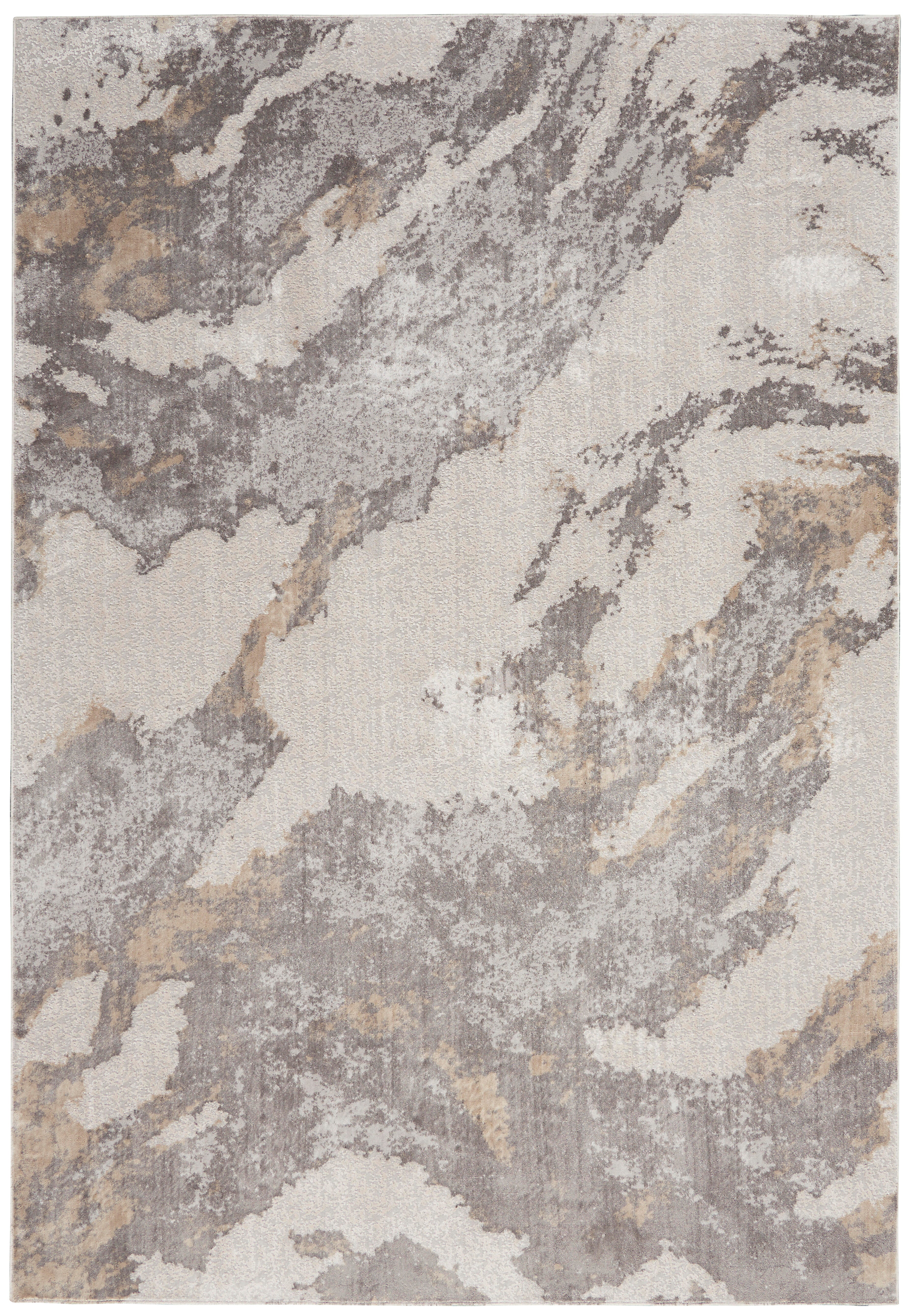 Nourison Home Nourison Silky Textures 3'11" x 5'11" Brown/Ivory Modern Indoor Rug, Brown/Ivory, large