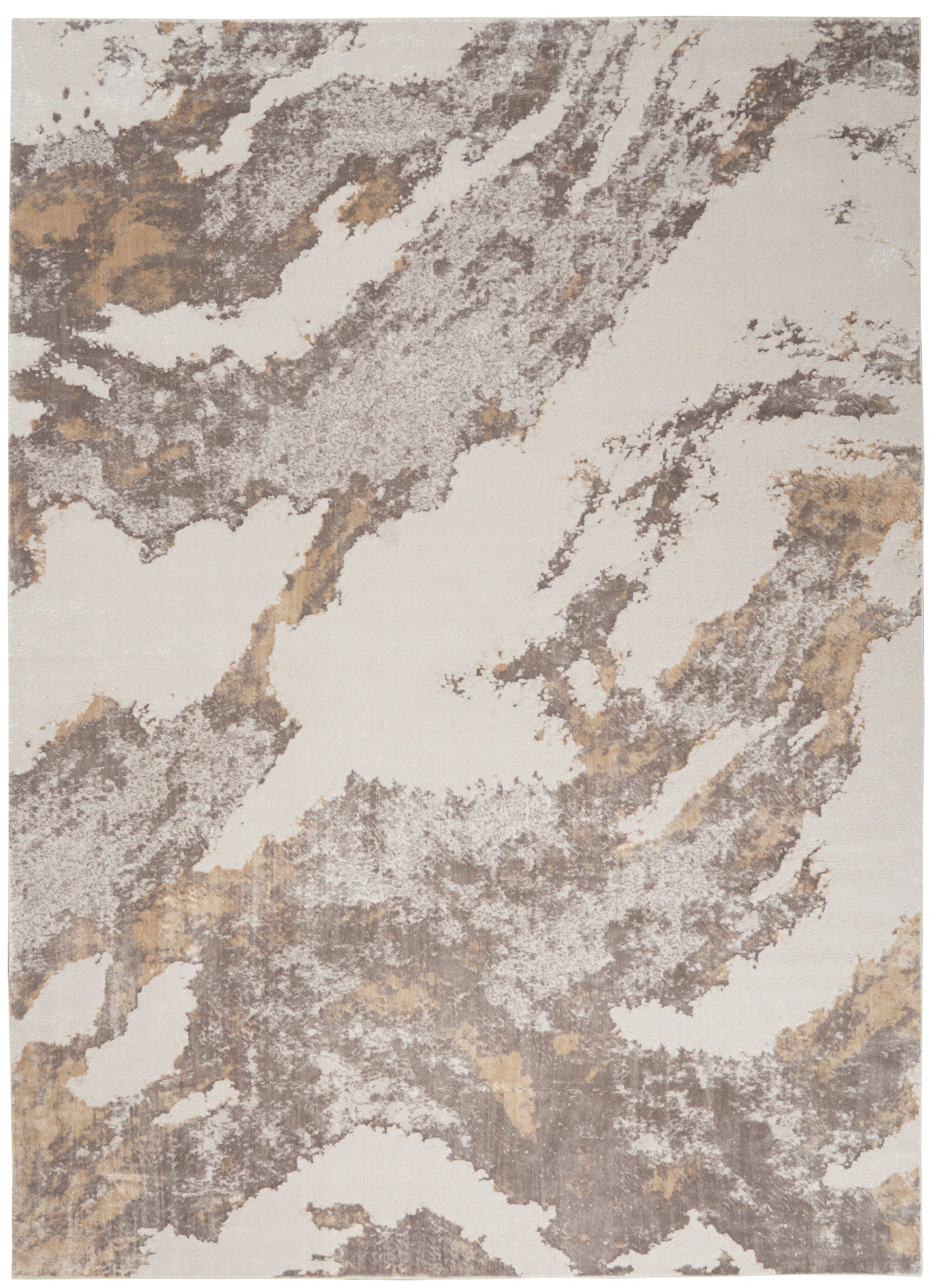 Nourison Home Nourison Silky Textures 7'10" x 10'6" Brown/Ivory Modern Indoor Rug, Brown/Ivory, large