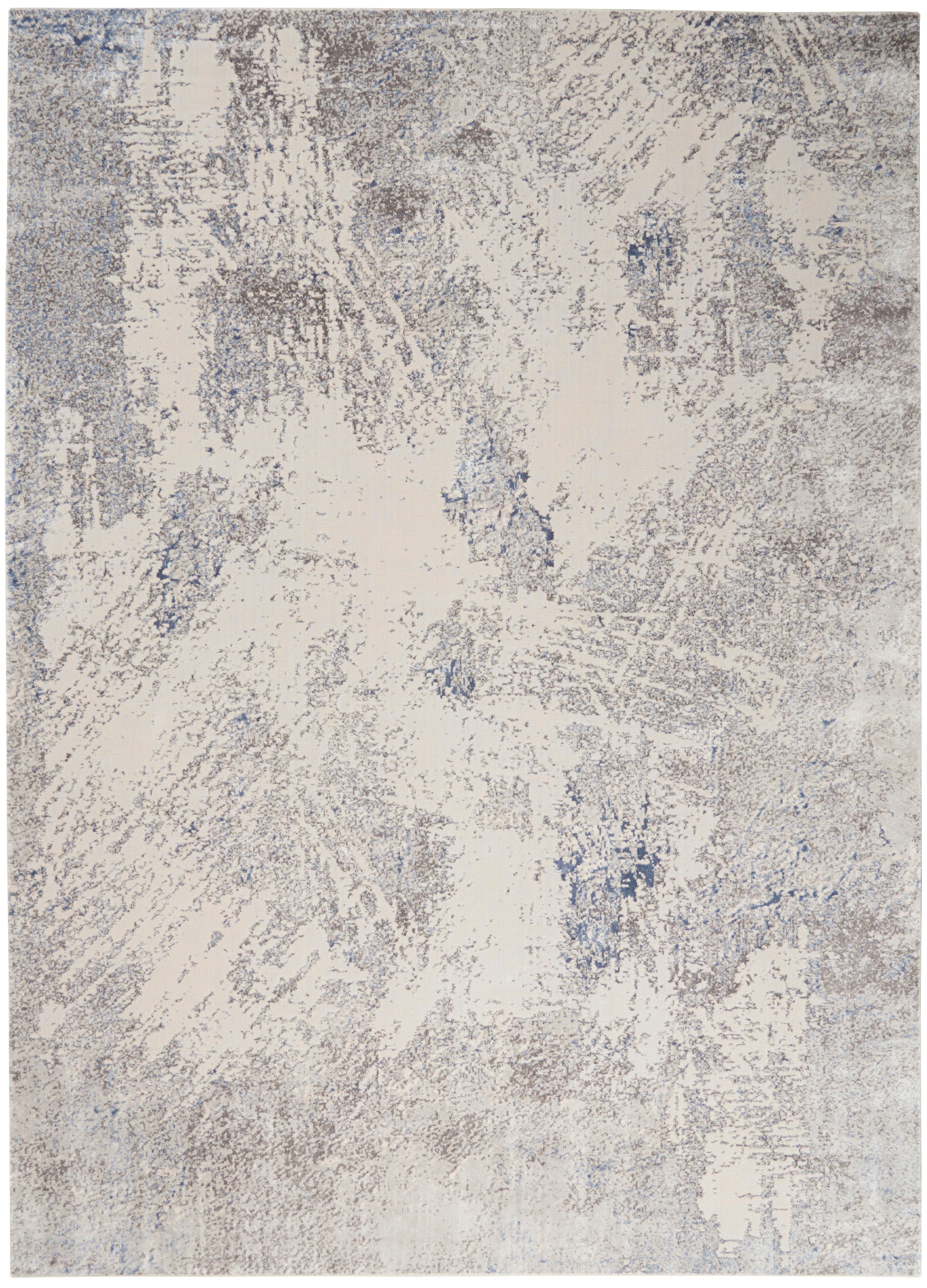 Nourison Nourison Silky Textures 7'10" x 10'6" Ivory/Grey Modern Indoor Rug, Ivory/Gray, large
