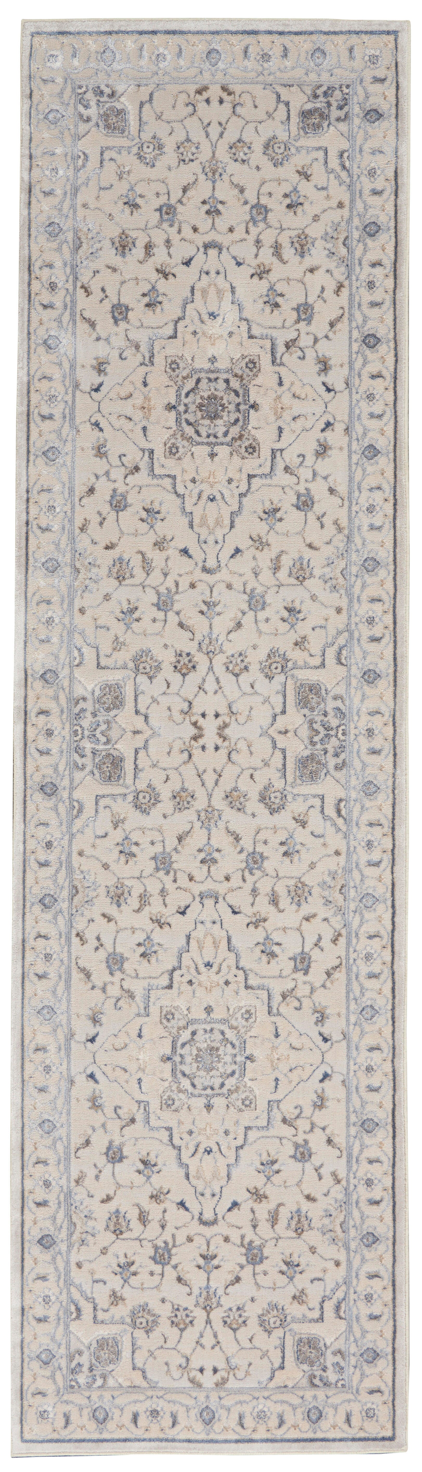 Nourison Home Nourison Silky Textures 2'2" x 7'6" Ivory/Grey Farmhouse Indoor Rug, Ivory/Gray, large
