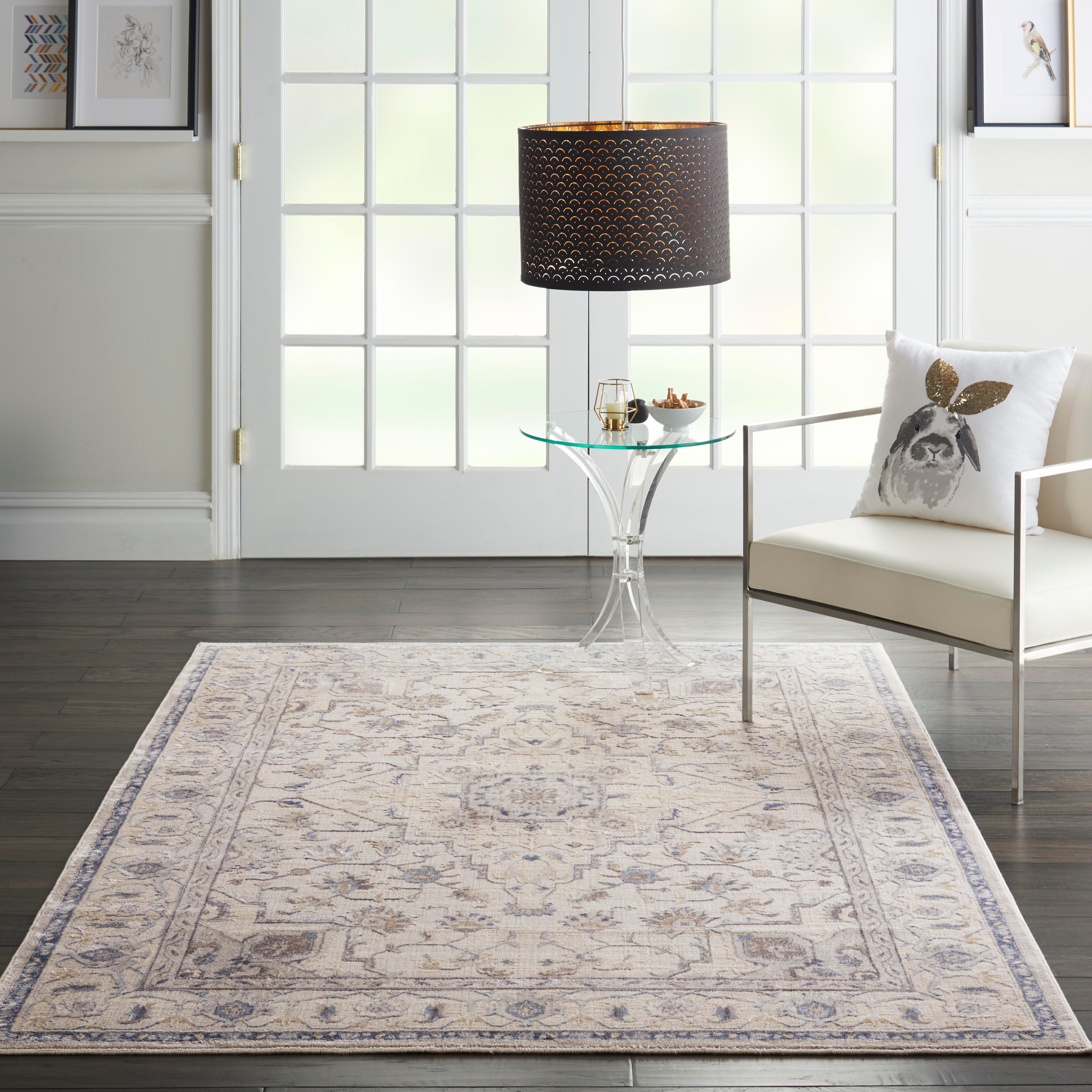 Nourison Home Nourison Silky Textures 3'11" x 5'11" Ivory/Grey Farmhouse Indoor Rug, Ivory/Gray, rollover