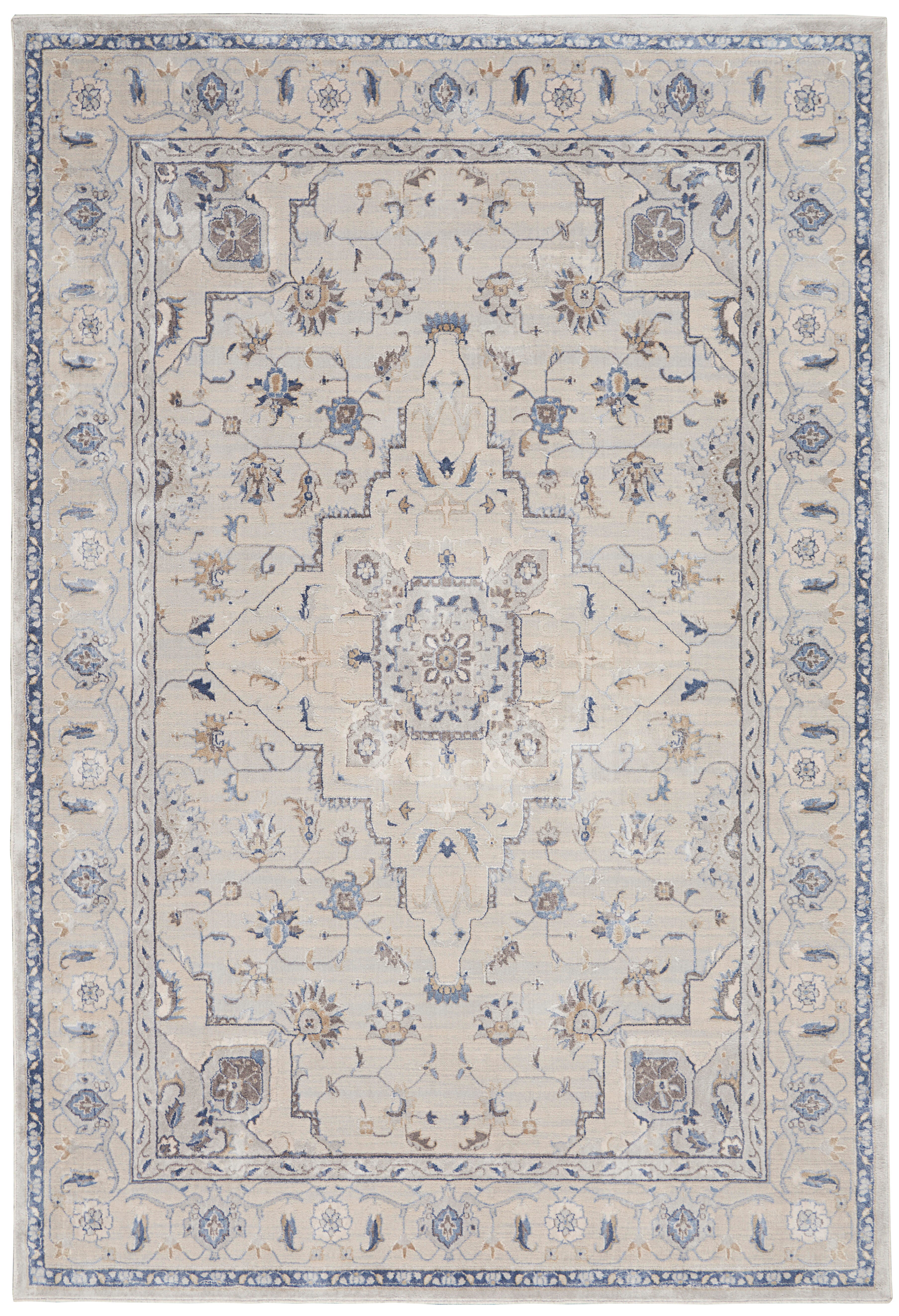 Nourison Home Nourison Silky Textures 3'11" x 5'11" Ivory/Grey Farmhouse Indoor Rug, Ivory/Gray, large