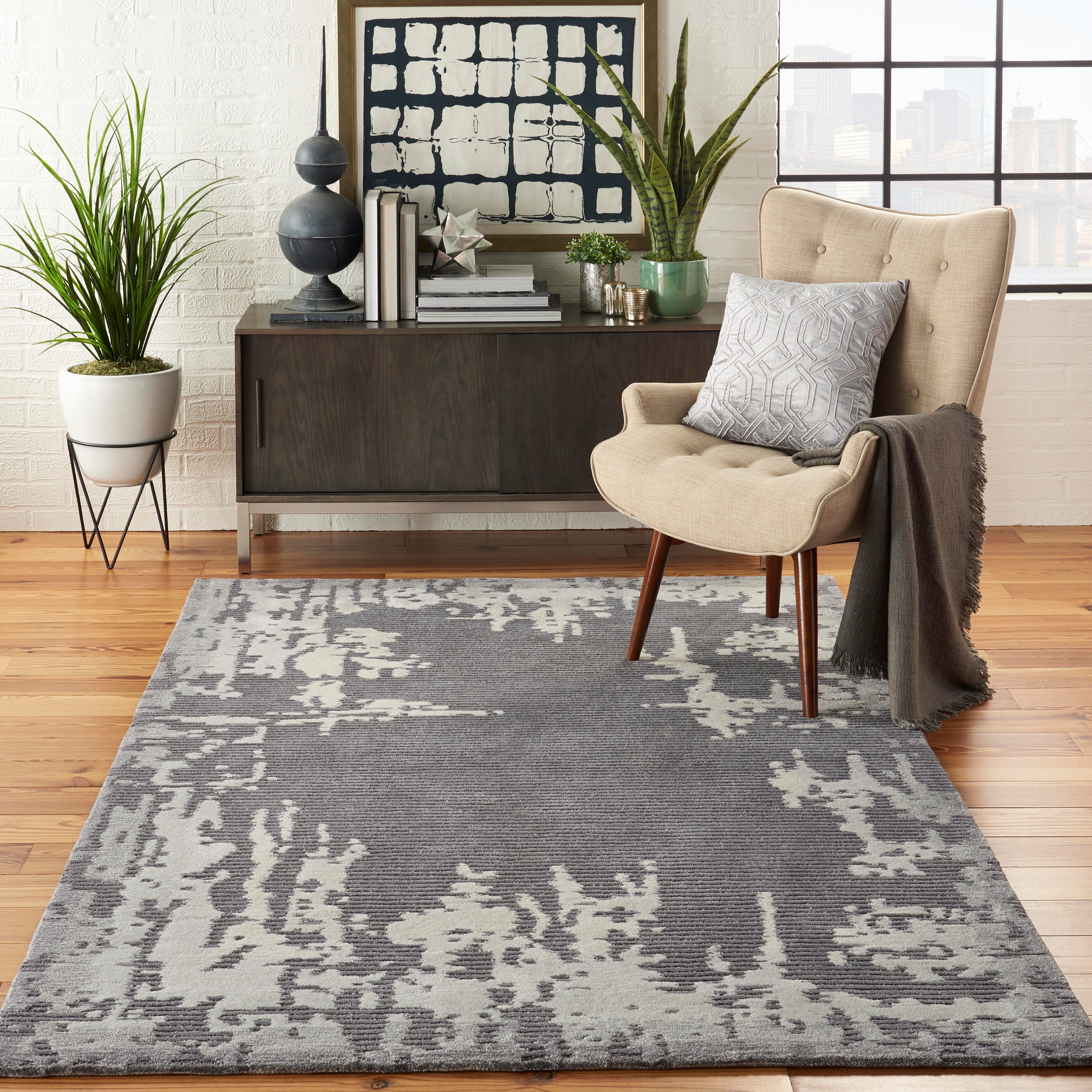 Nourison Nourison Symmetry 5'3" x 7'9" Grey/Beige Modern Indoor Rug, Gray/Beige, rollover