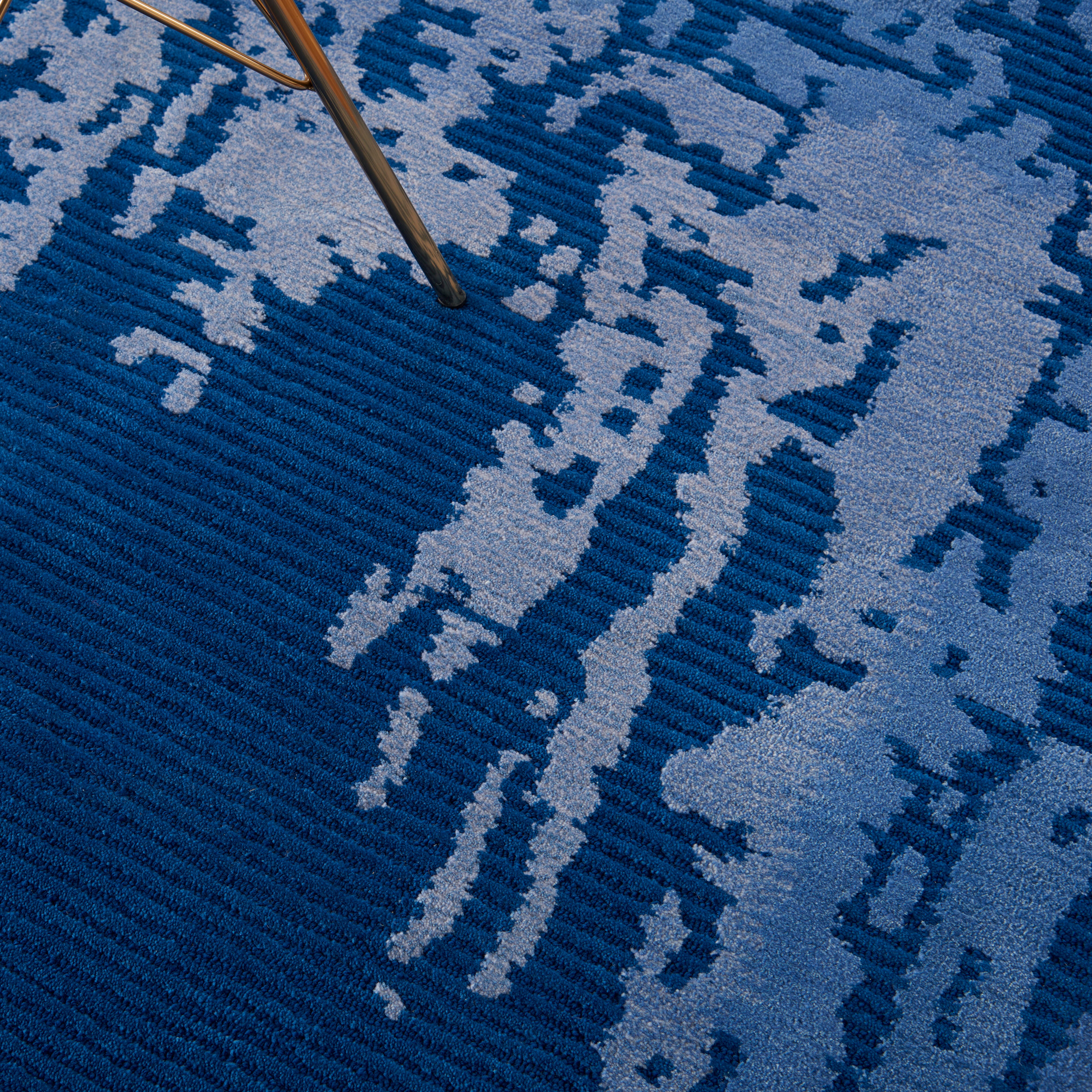 Nourison Nourison Symmetry 5'3" x 7'9" Navy Blue Modern Indoor Rug, Navy Blue, large