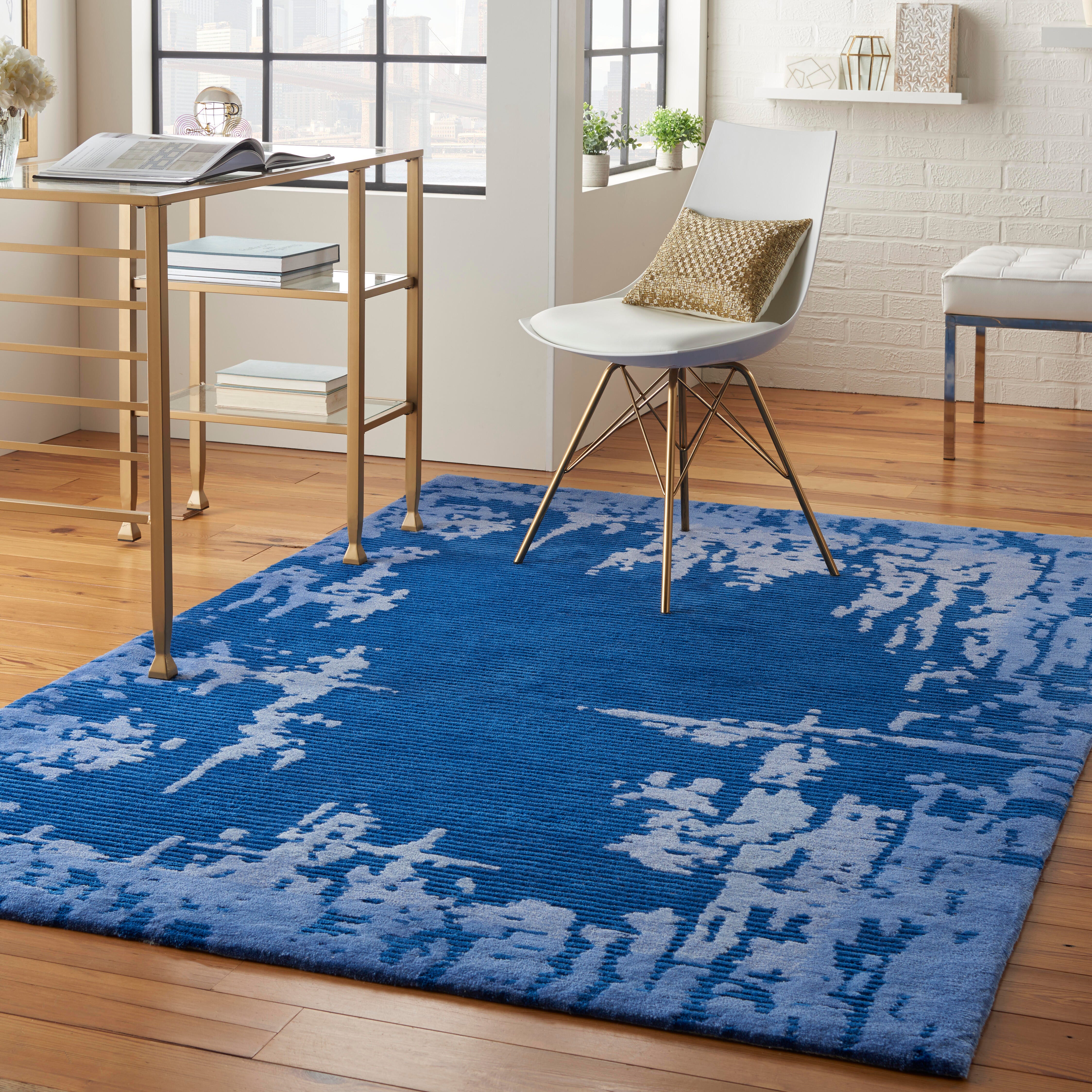 Nourison Nourison Symmetry 5'3" x 7'9" Navy Blue Modern Indoor Rug, Navy Blue, large