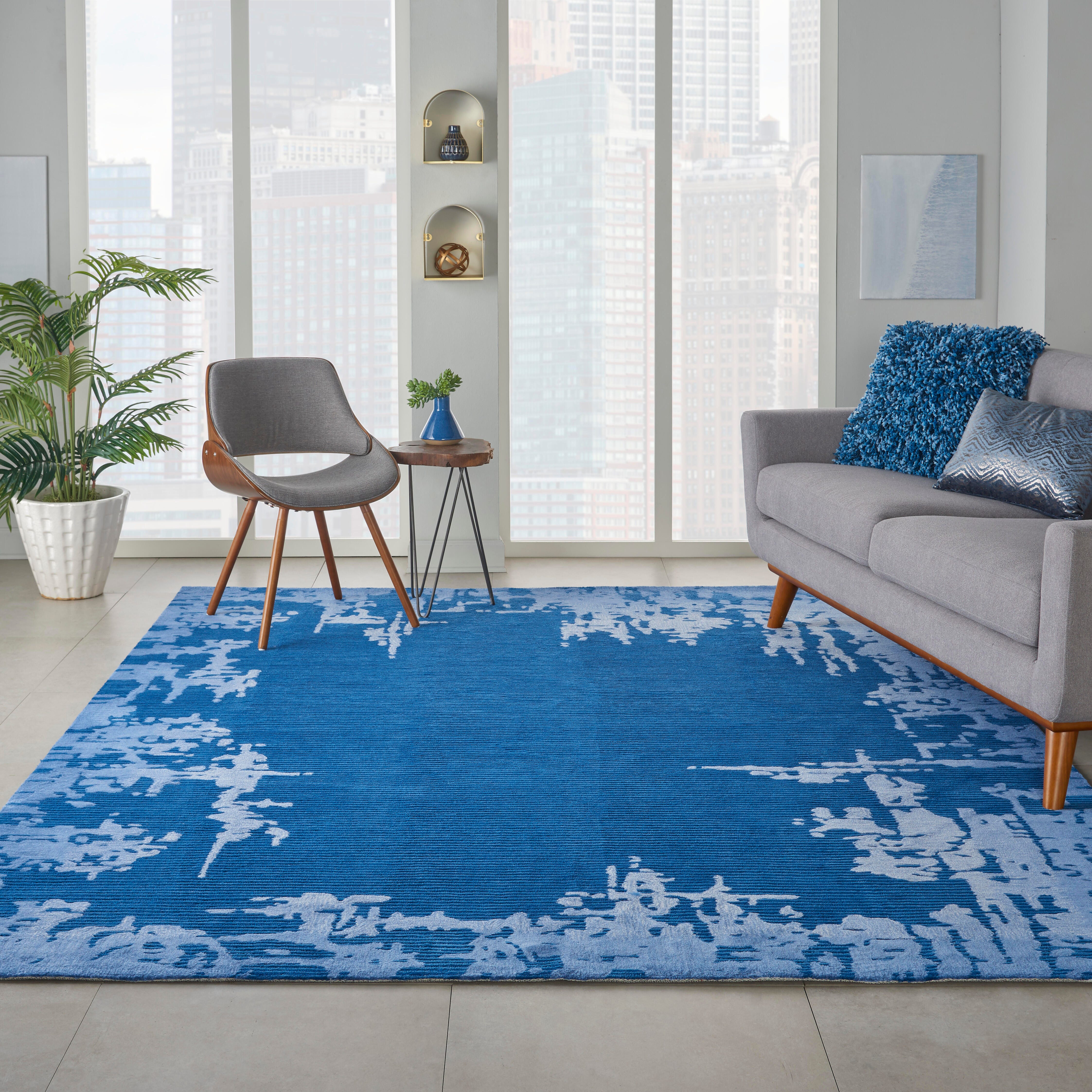 Nourison Nourison Symmetry 7'9" x 9'9" Navy Blue Modern Indoor Rug, Navy Blue, rollover