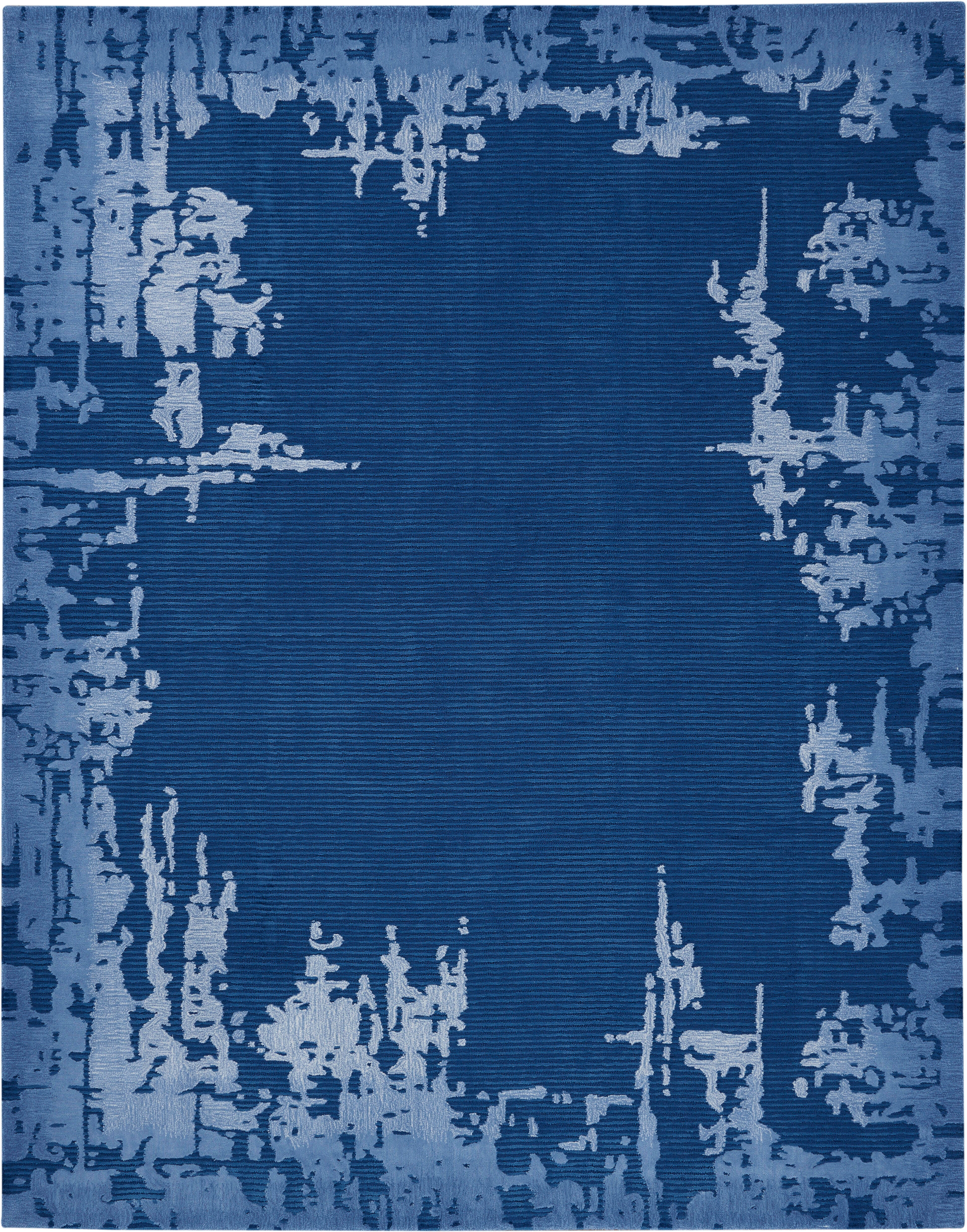 Nourison Nourison Symmetry 7'9" x 9'9" Navy Blue Modern Indoor Rug, Navy Blue, large