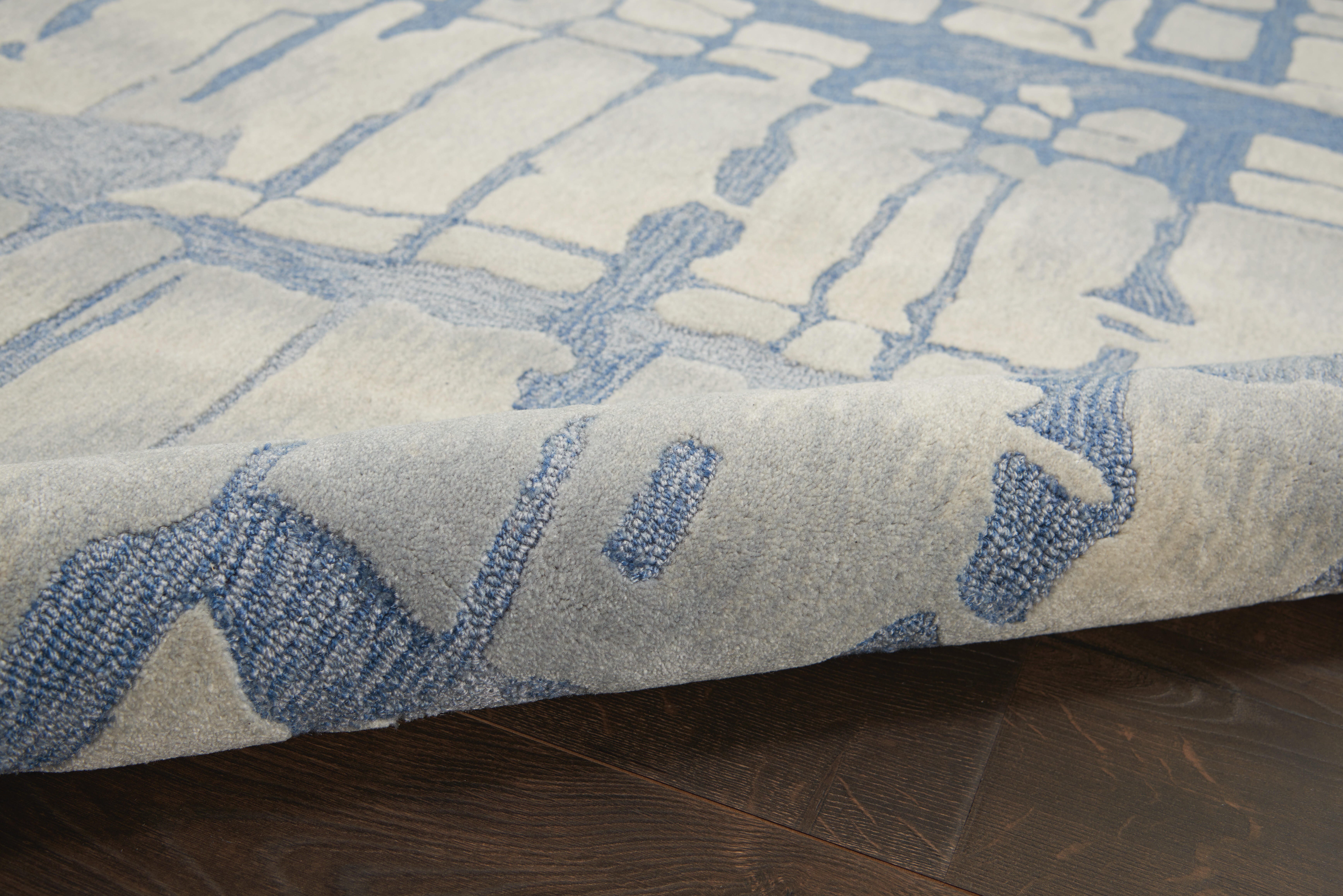 Nourison Nourison Symmetry 5'3" x 7'9" Blue/Grey Modern Indoor Rug, Blue/Gray, large