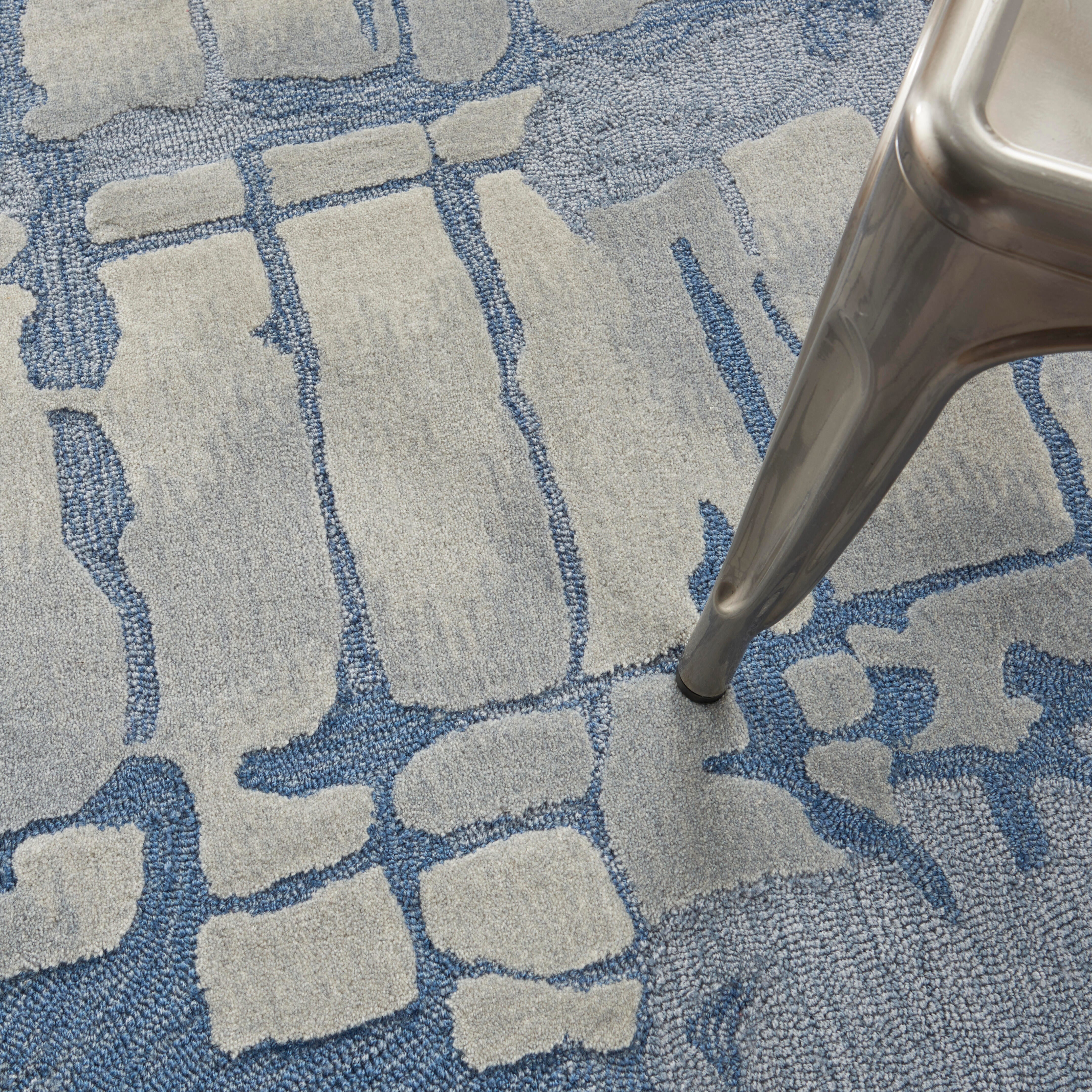 Nourison Nourison Symmetry 5'3" x 7'9" Blue/Grey Modern Indoor Rug, Blue/Gray, large