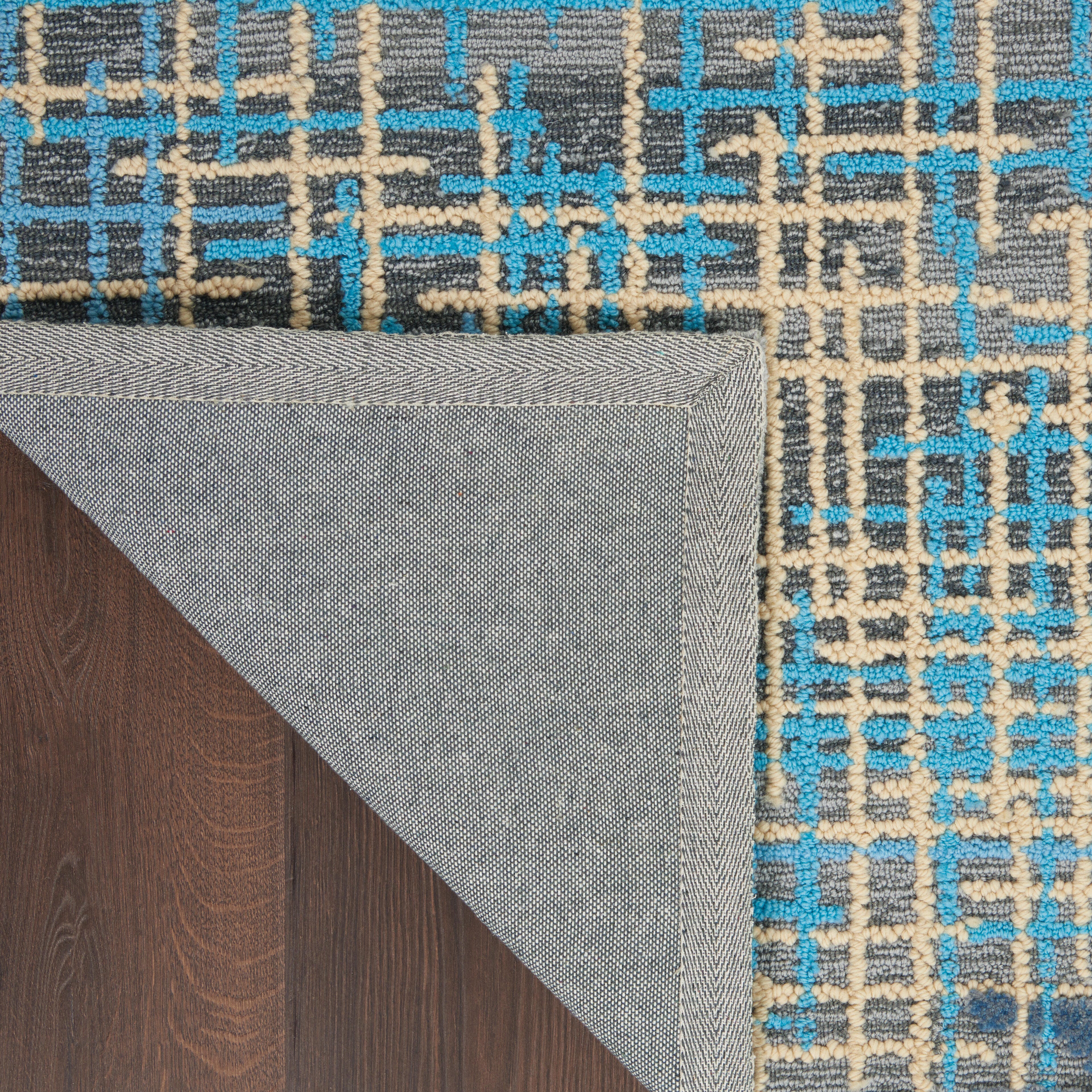 Nourison Nourison Symmetry 5'3" x 7'9" Blue/Beige Modern Indoor Rug, Blue/Beige, large