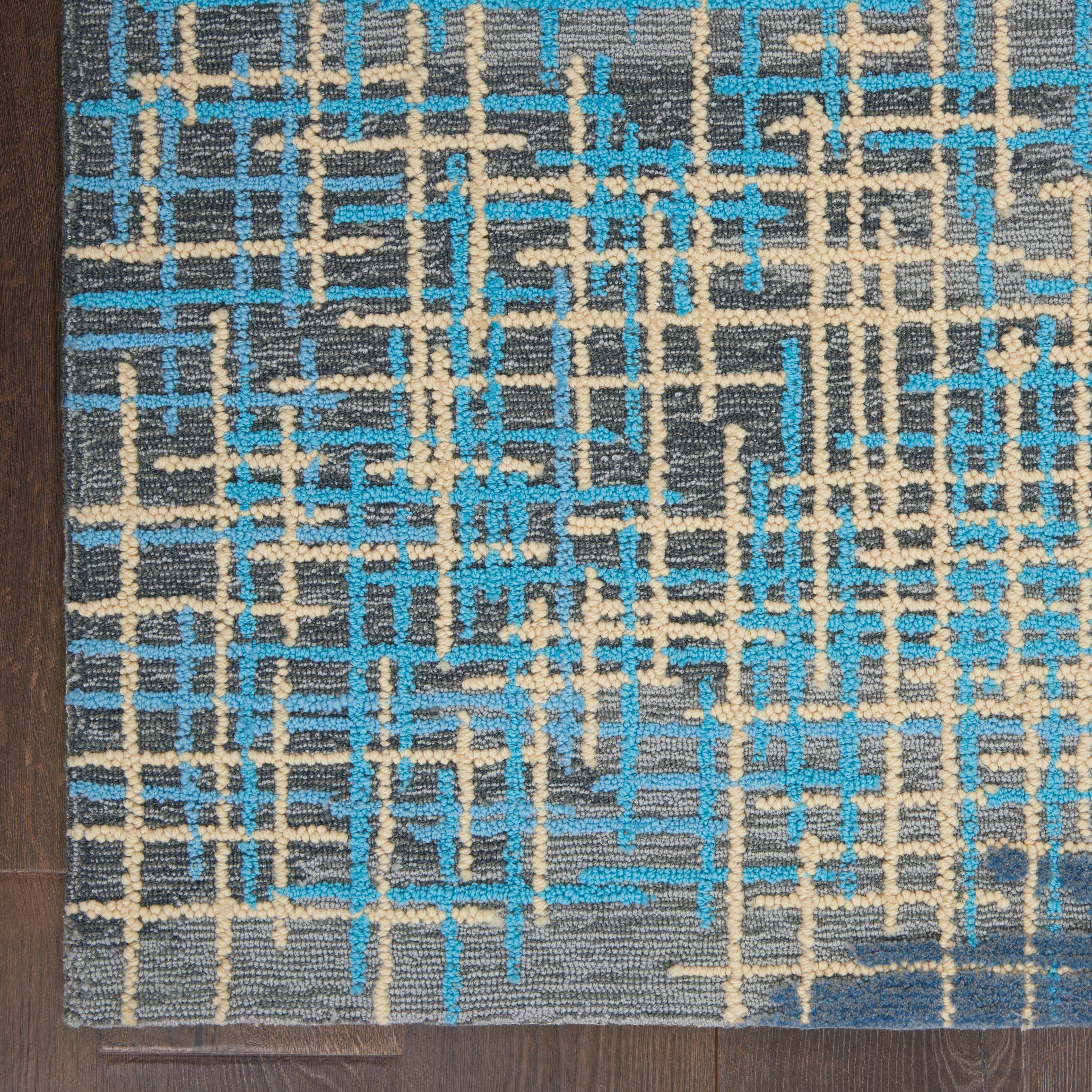 Nourison Nourison Symmetry 5'3" x 7'9" Blue/Beige Modern Indoor Rug, Blue/Beige, large