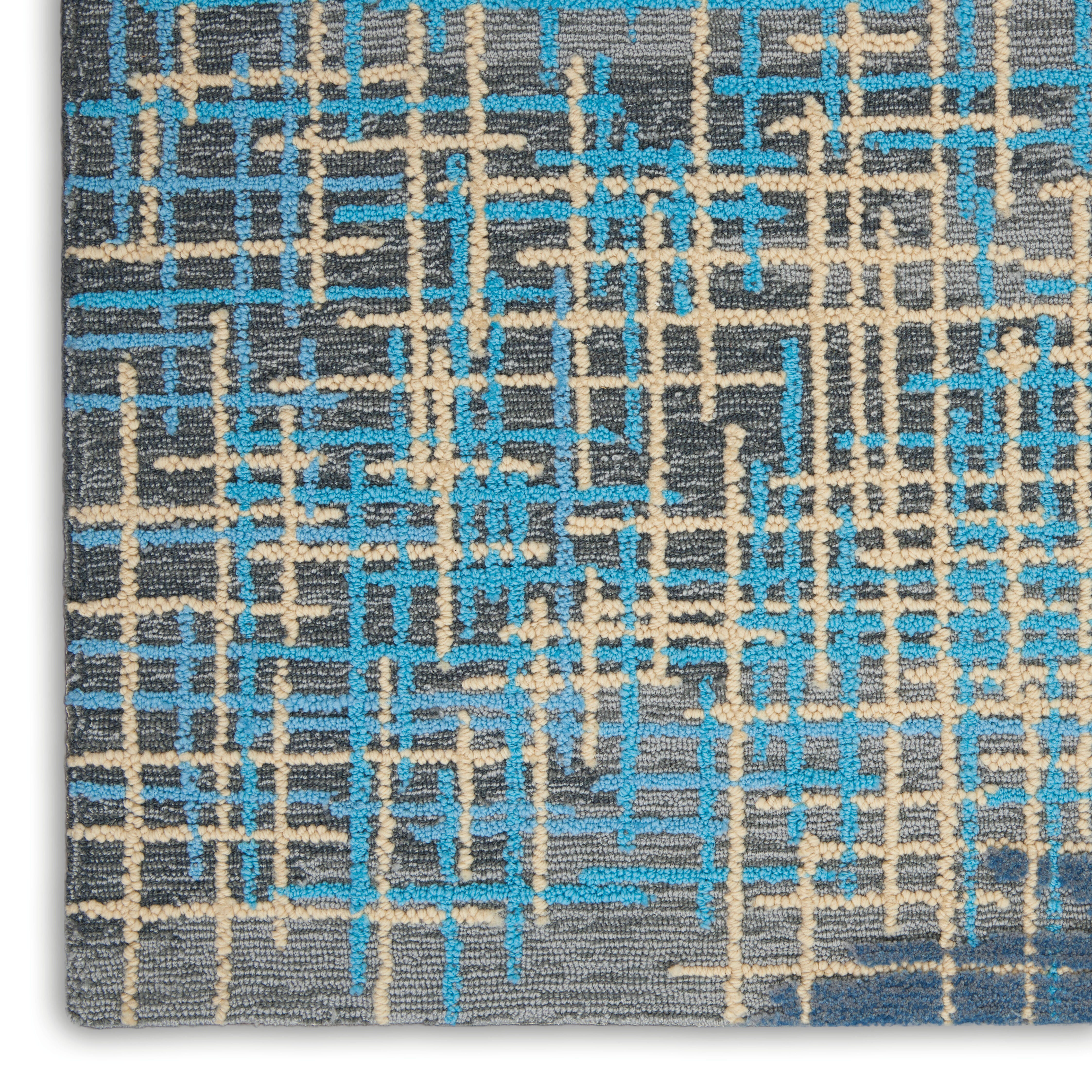 Nourison Nourison Symmetry 5'3" x 7'9" Blue/Beige Modern Indoor Rug, Blue/Beige, large