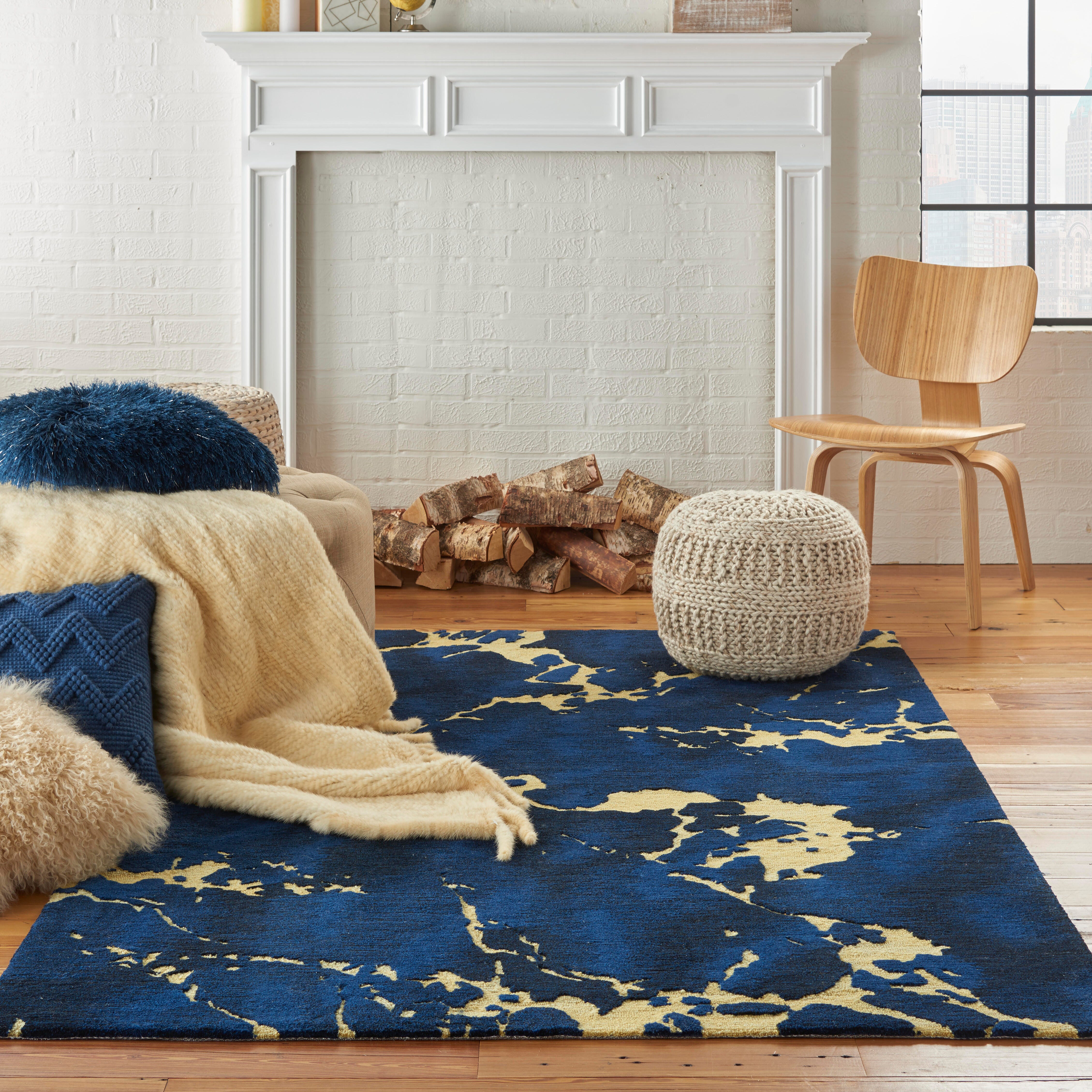 Nourison Home Nourison Symmetry 3'9" x 5'9" Navy Modern Indoor Rug, , rollover