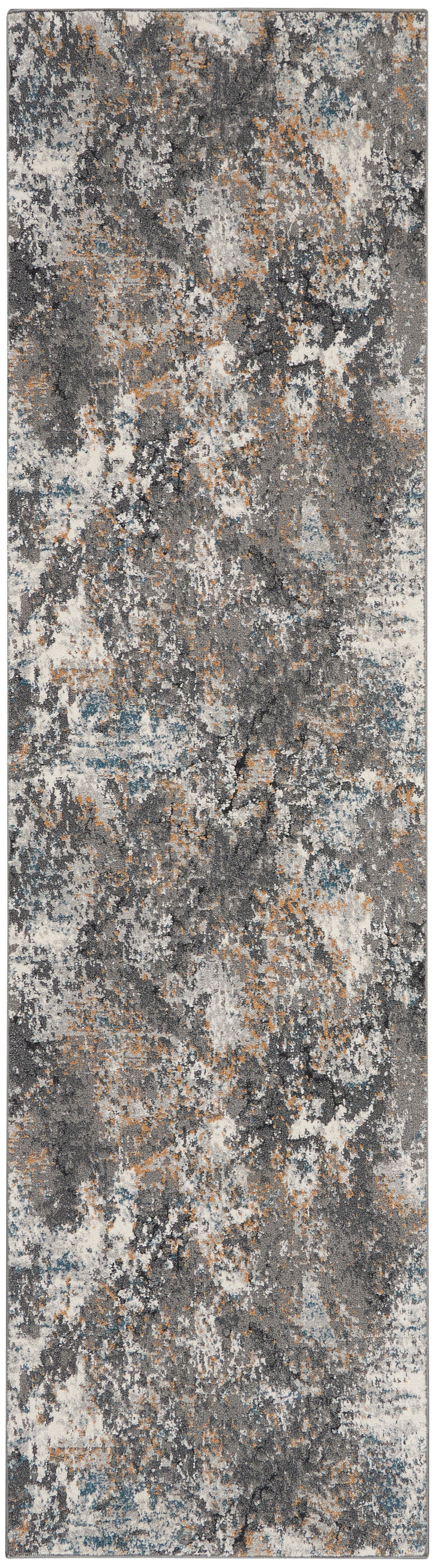 Nourison Nourison Tangra 2'2" x 7'6" Grey/Multi Modern Indoor Rug, Gray/Multi, large