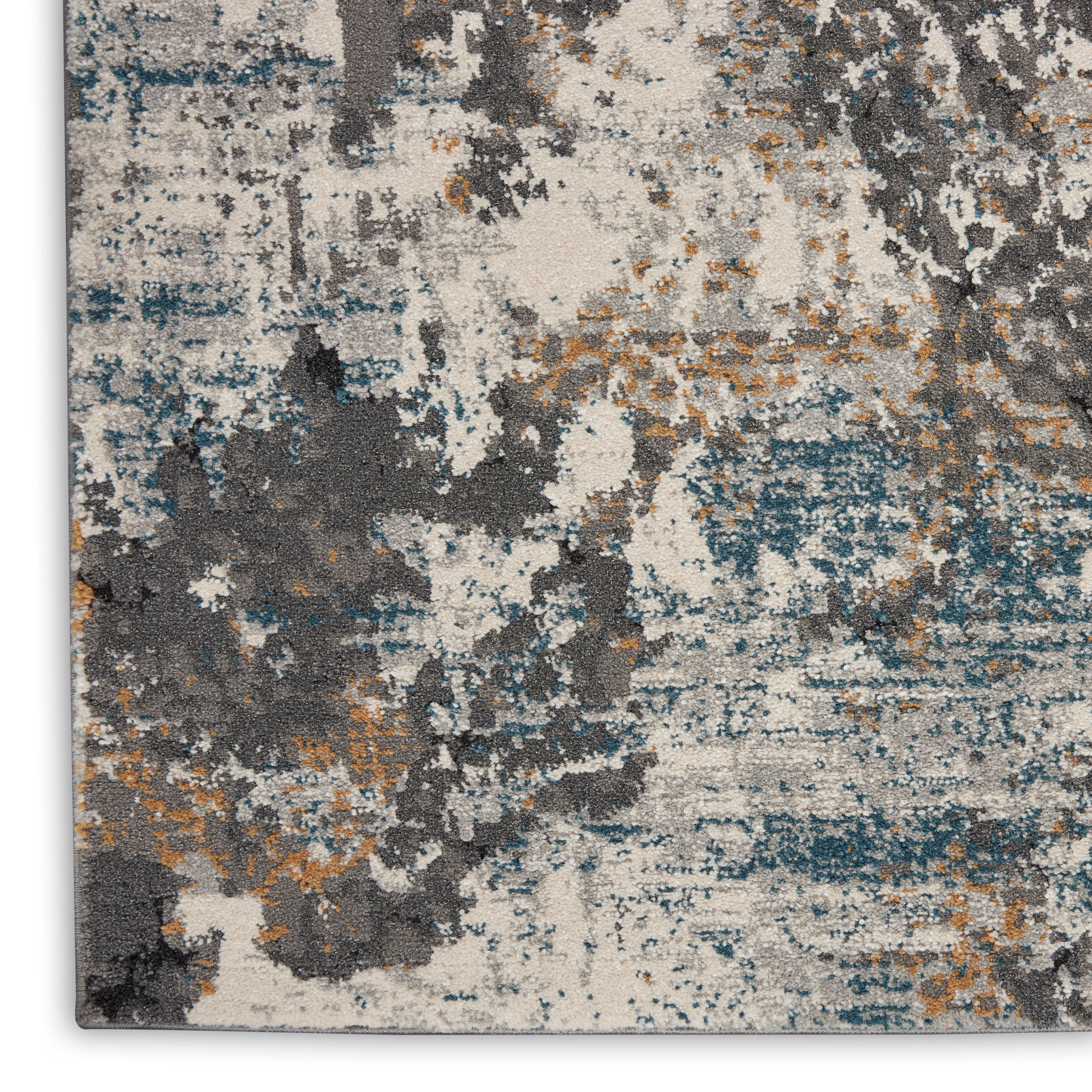 Nourison Nourison Tangra 2'2" x 7'6" Grey/Multi Modern Indoor Rug, Gray/Multi, large