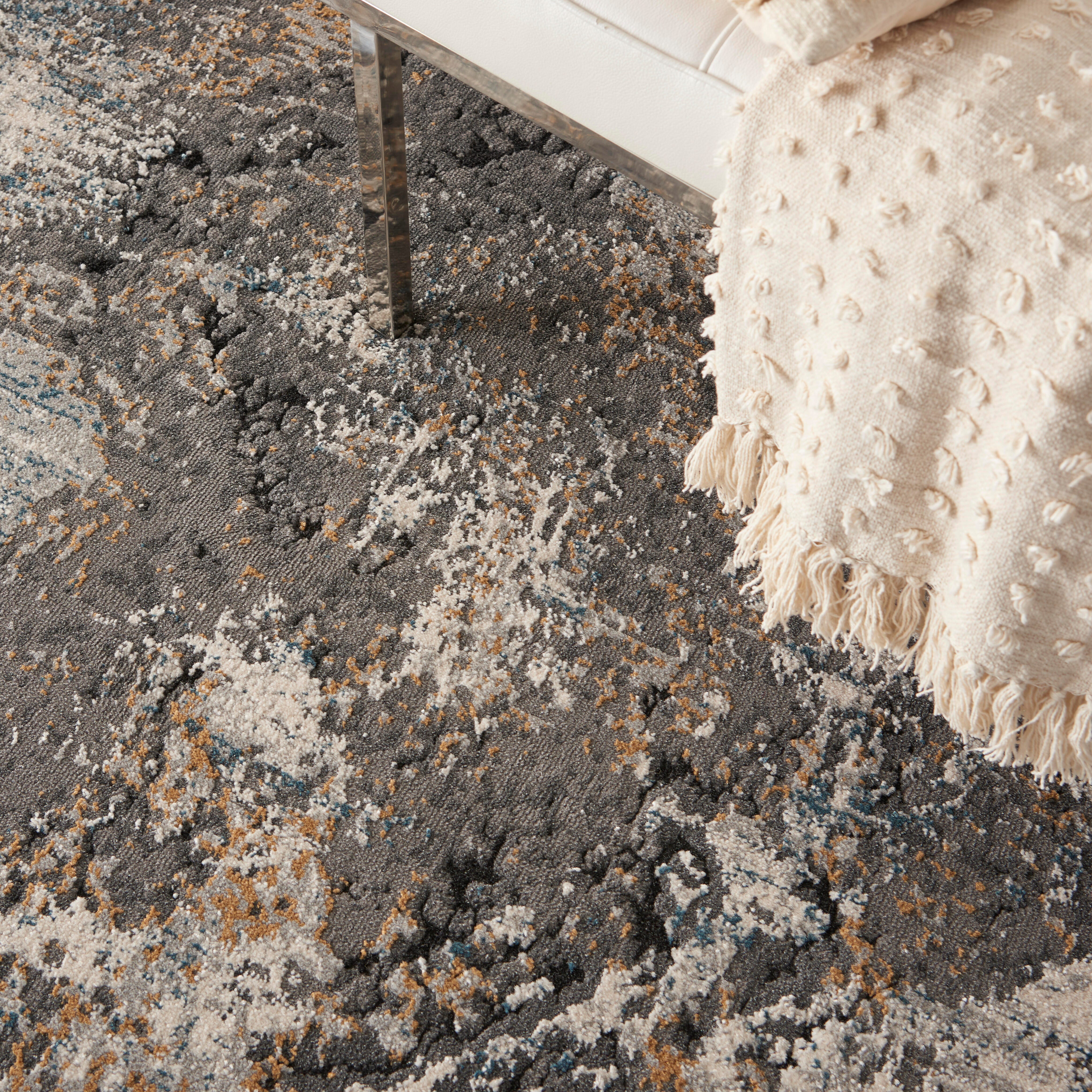 Nourison Nourison Tangra 5'3" x 7'3" Grey/Multi Modern Indoor Rug, Gray/Multi, large