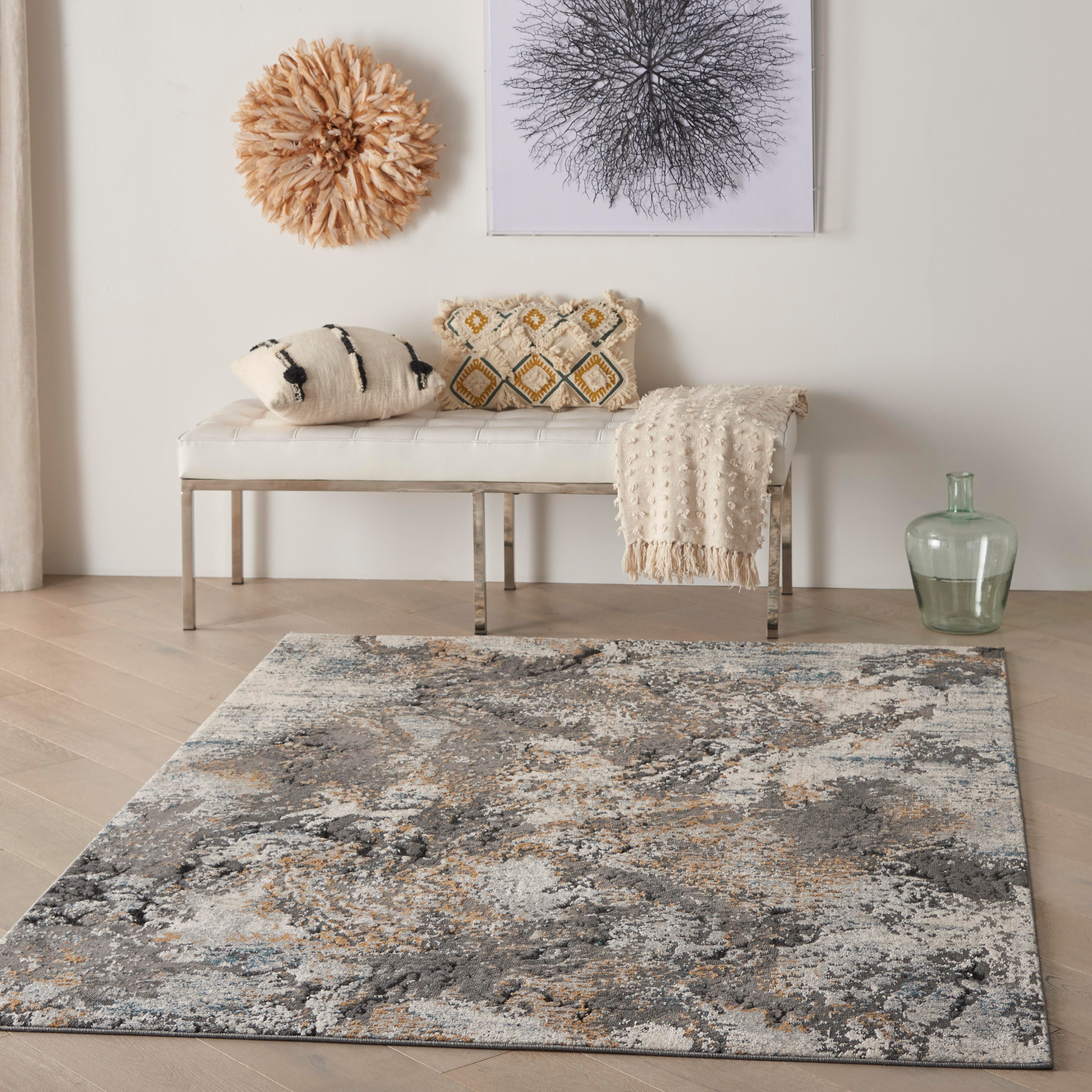 Nourison Nourison Tangra 5'3" x 7'3" Grey/Multi Modern Indoor Rug, Gray/Multi, large