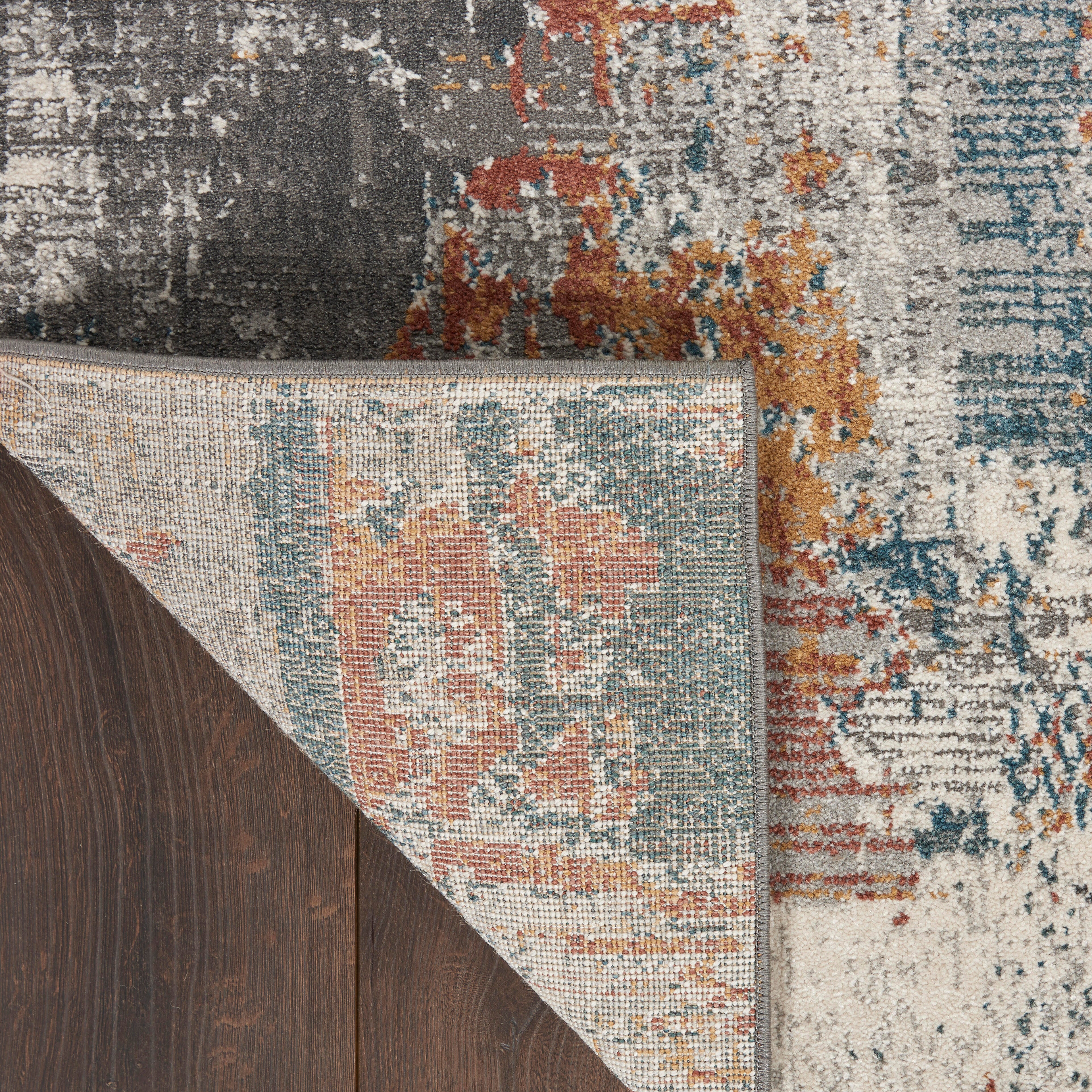 Nourison Home Nourison Tangra 2'2" x 7'6" Grey/Multi Modern Indoor Rug, Gray/Multi, large
