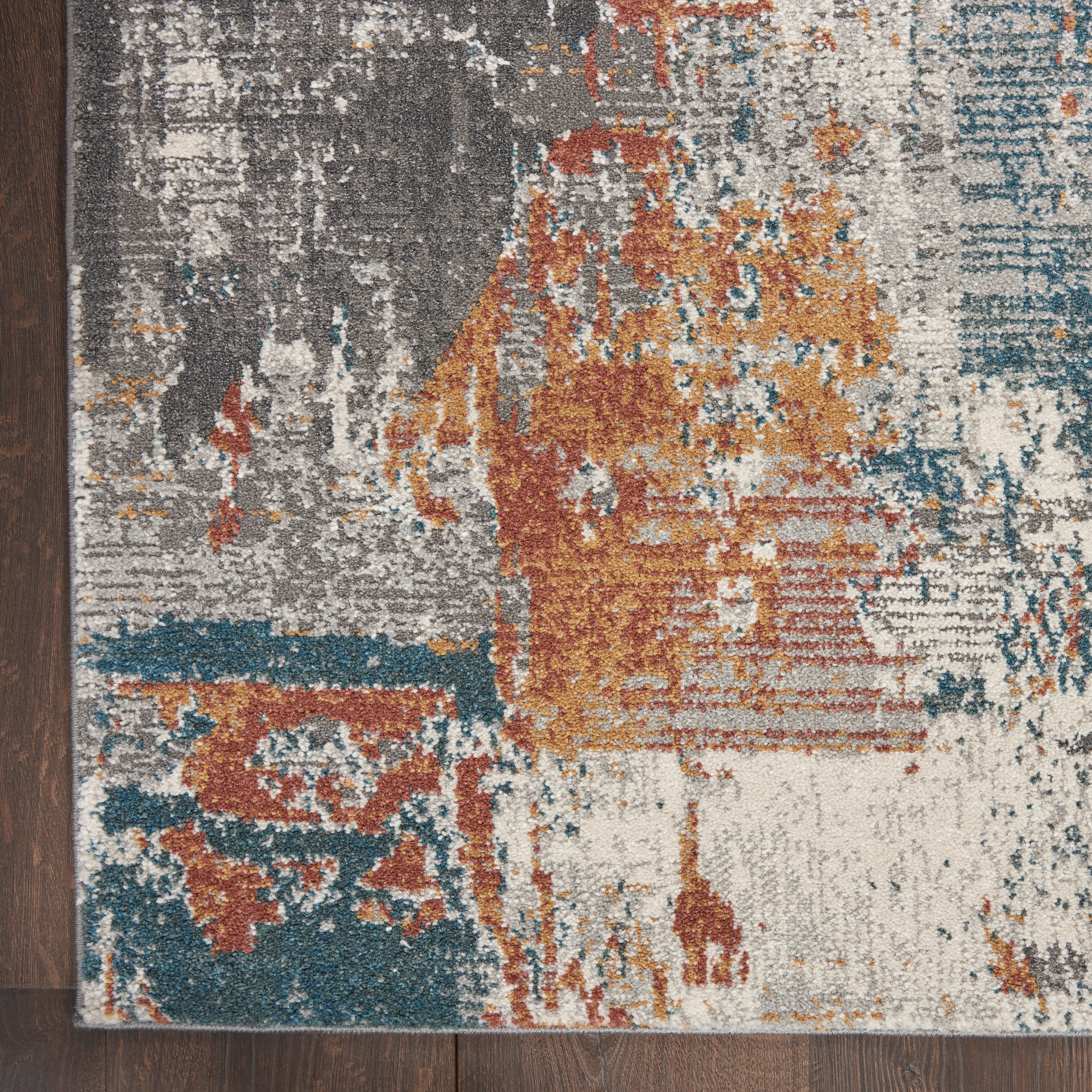 Nourison Home Nourison Tangra 2'2" x 7'6" Grey/Multi Modern Indoor Rug, Gray/Multi, large