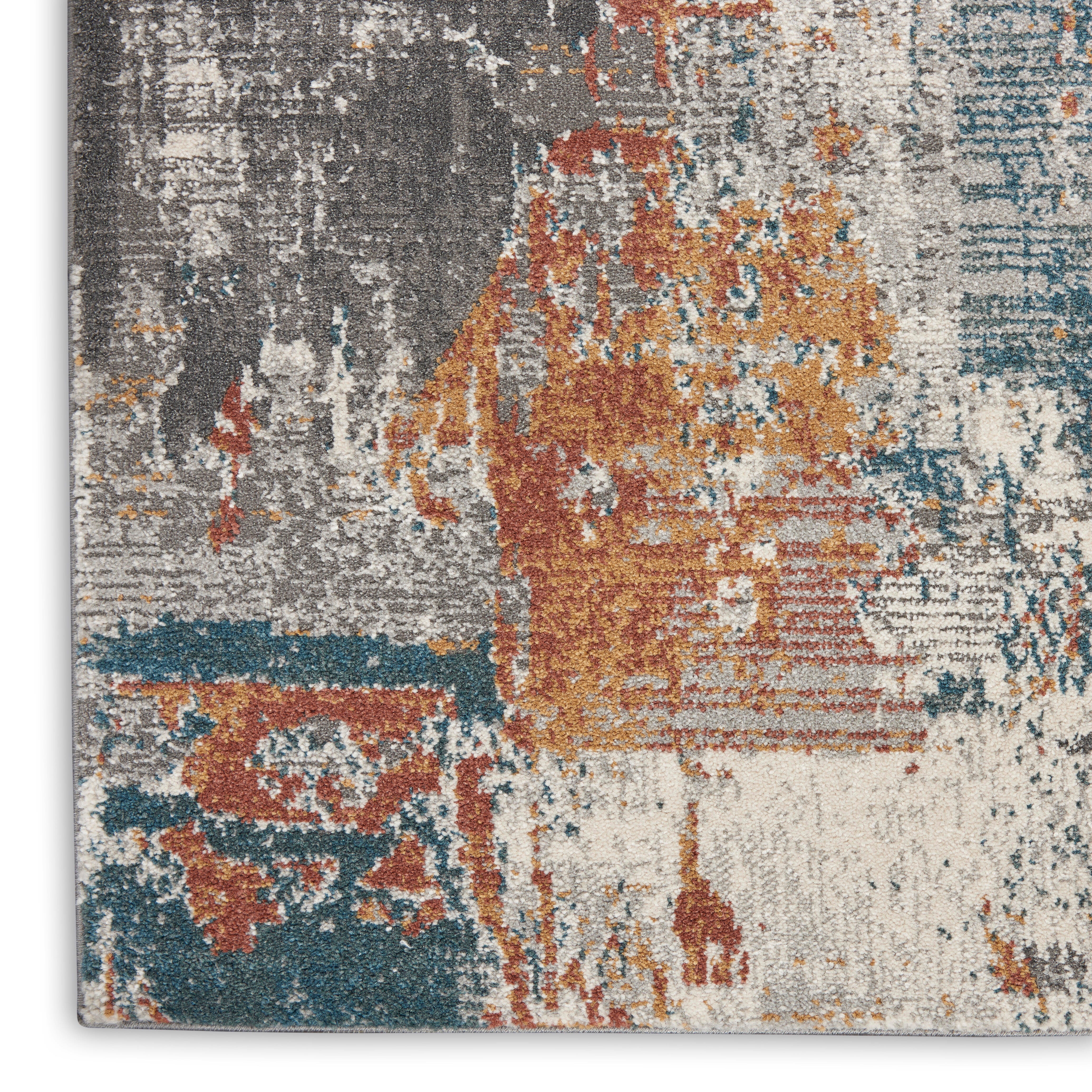 Nourison Home Nourison Tangra 2'2" x 7'6" Grey/Multi Modern Indoor Rug, Gray/Multi, large