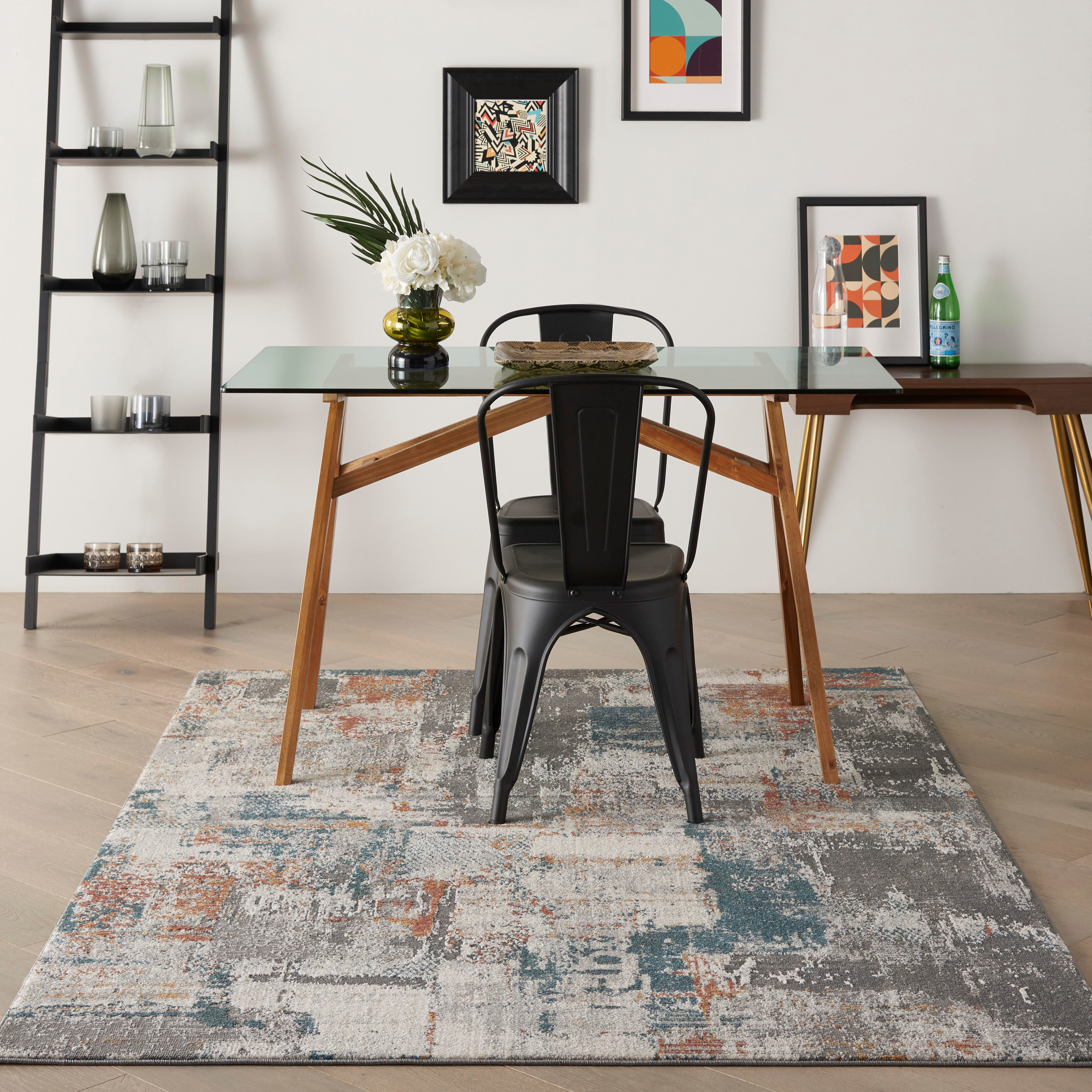 Nourison Home Nourison Tangra 4' x 6' Grey/Multi Modern Indoor Rug, Gray/Multi, rollover