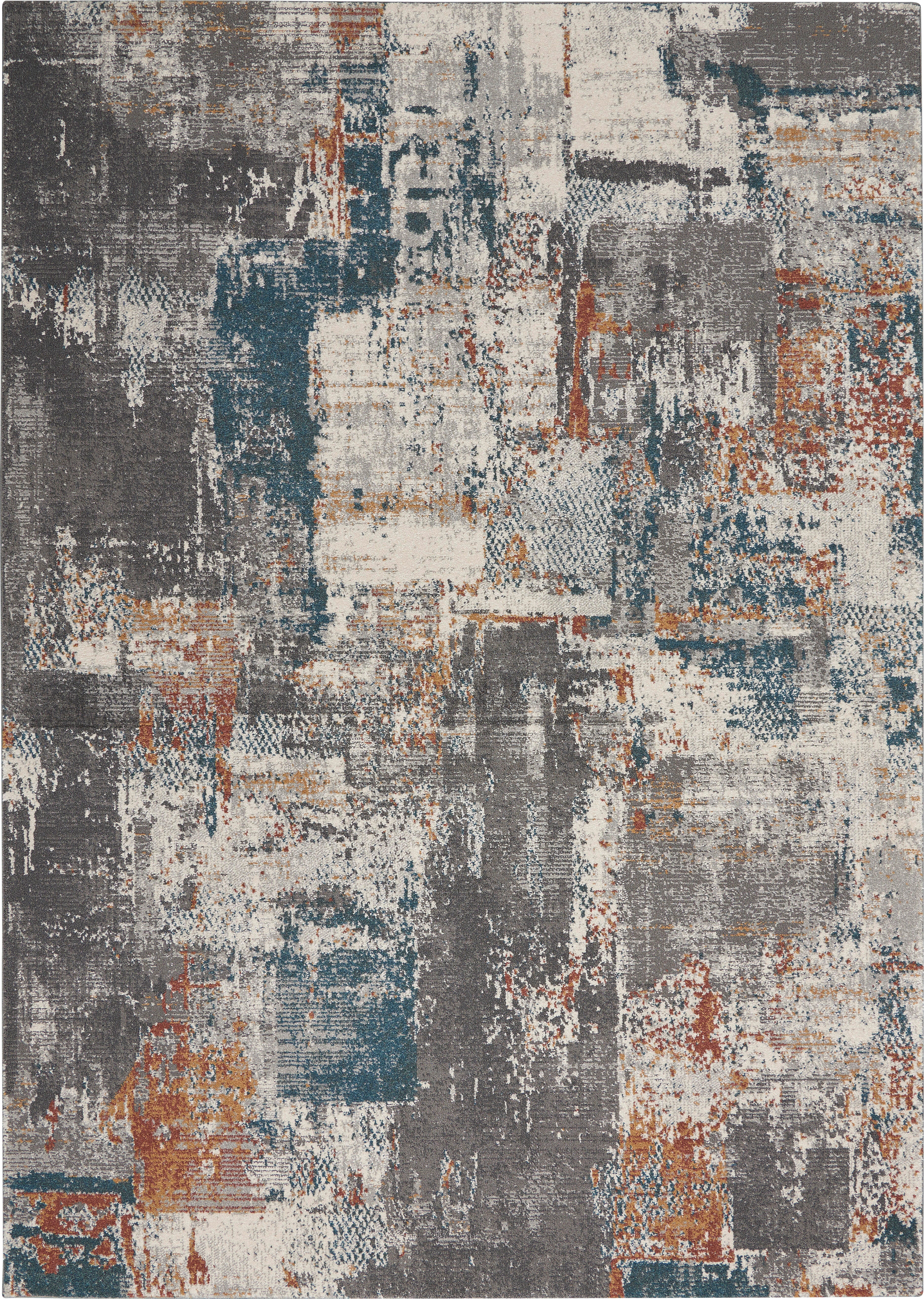 Nourison Home Nourison Tangra 4' x 6' Grey/Multi Modern Indoor Rug, Gray/Multi, large