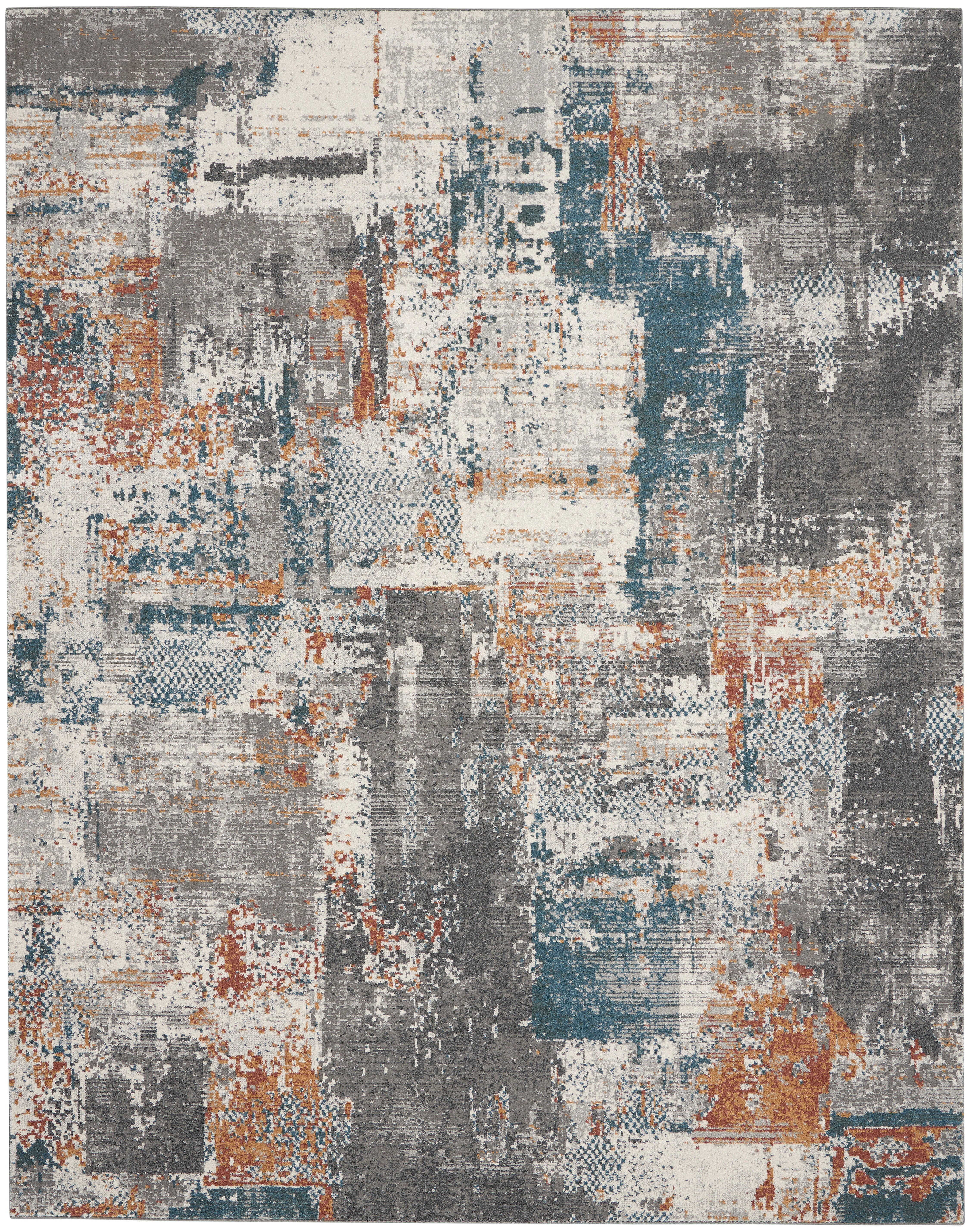 Nourison Home Nourison Tangra 7'10" x 9'10" Grey/Multi Modern Indoor Rug, Gray/Multi, large