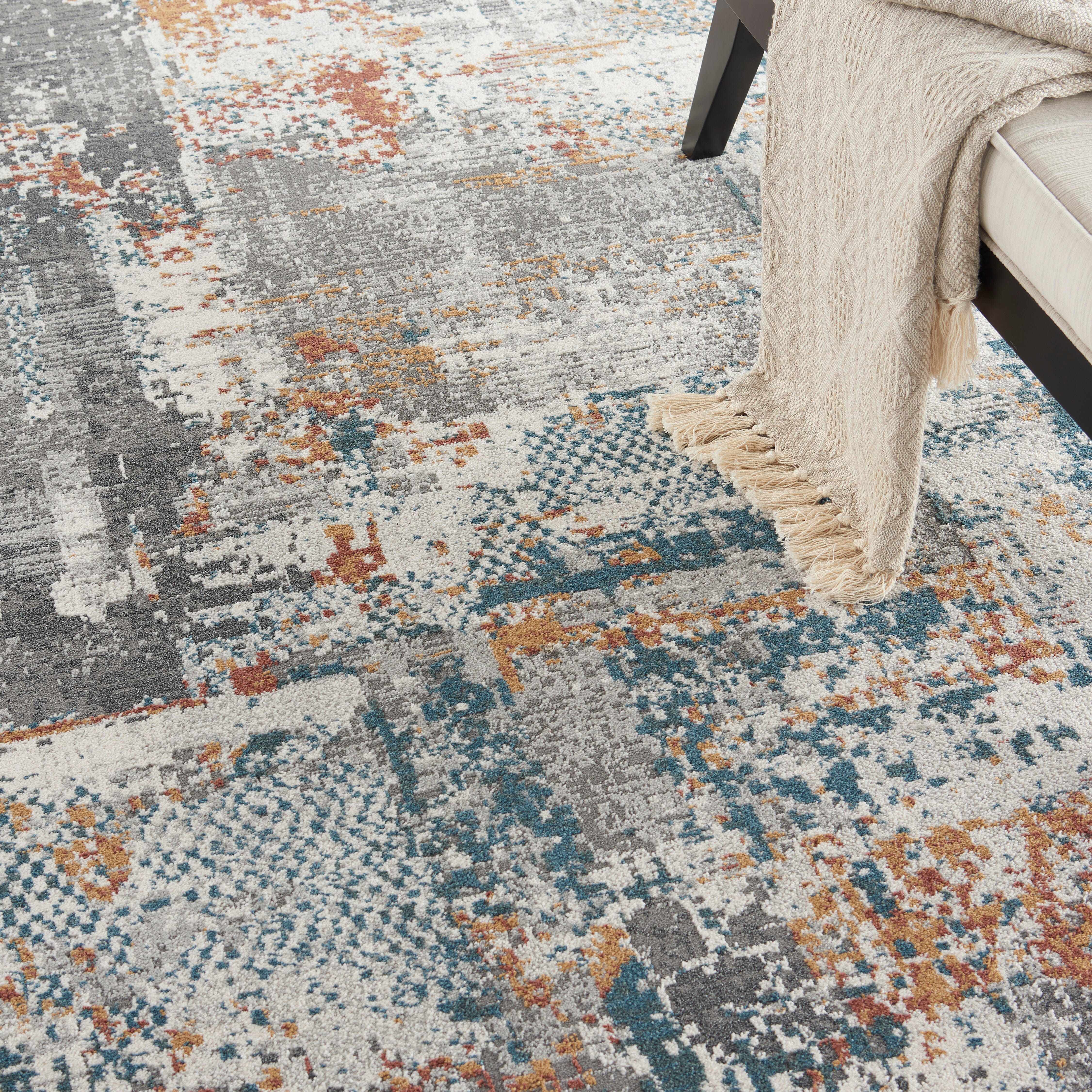 Nourison Home Nourison Tangra 7'10" x 9'10" Grey/Multi Modern Indoor Rug, Gray/Multi, large