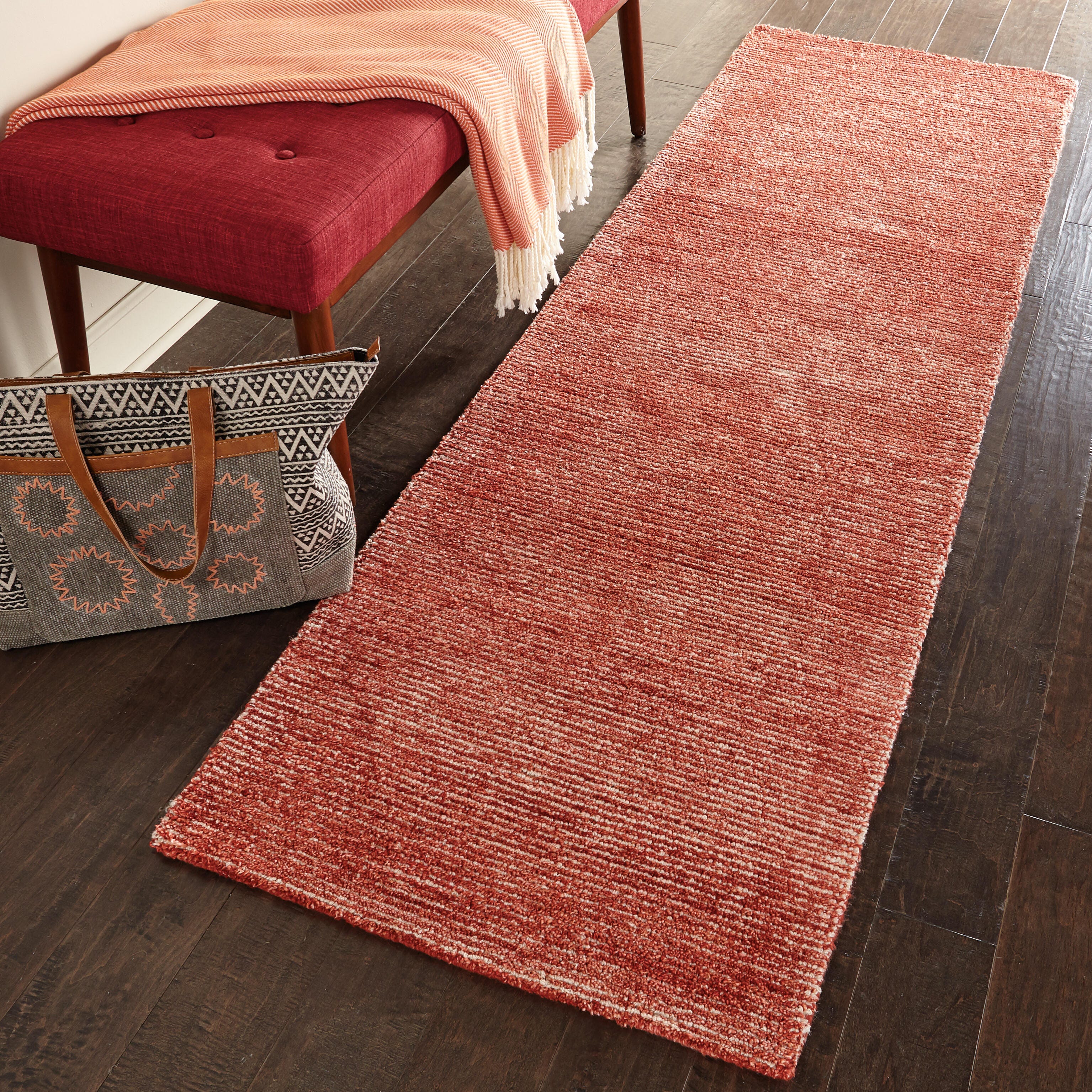 Nourison Nourison Weston 2'3" x 7'6" Brick Modern Indoor Rug, Brick, large