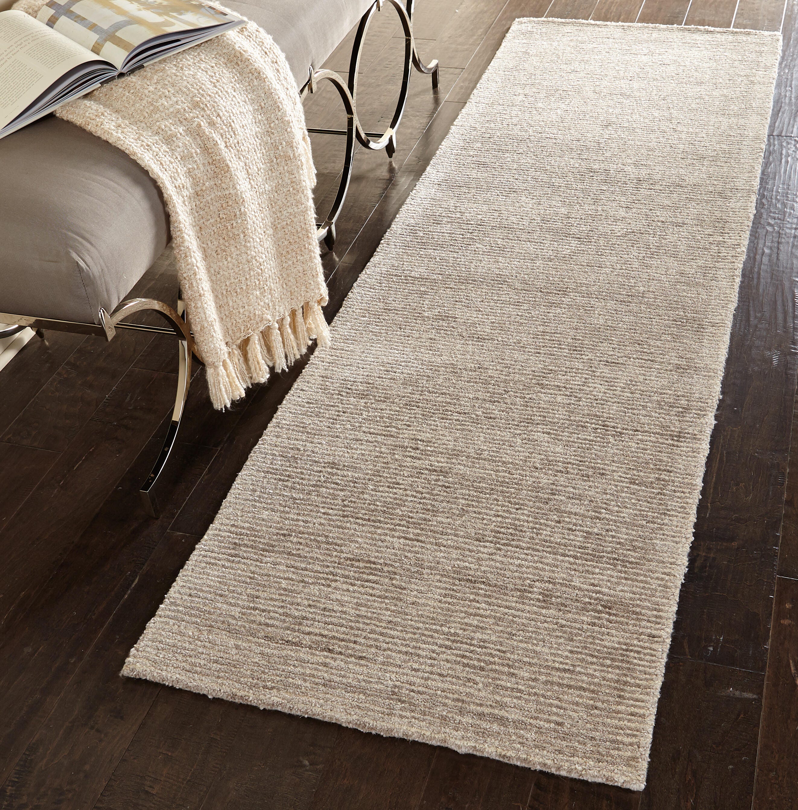 Nourison Nourison Weston 2'3" x 7'6" Oatmeal Modern Indoor Rug, Oatmeal, large