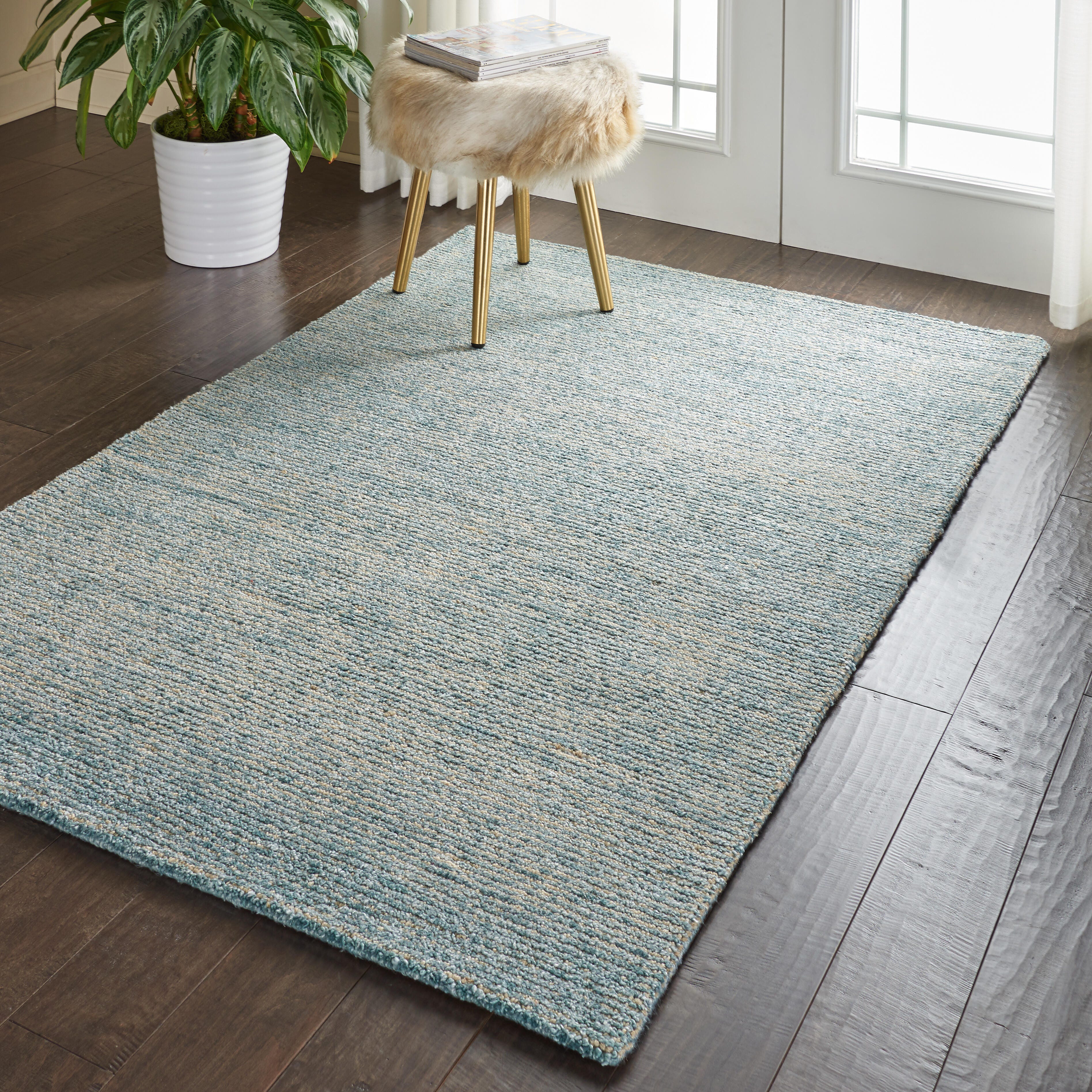 Nourison Nourison Weston 5'3" x 7'5" Seafoam Modern Indoor Rug, Seafoam, large