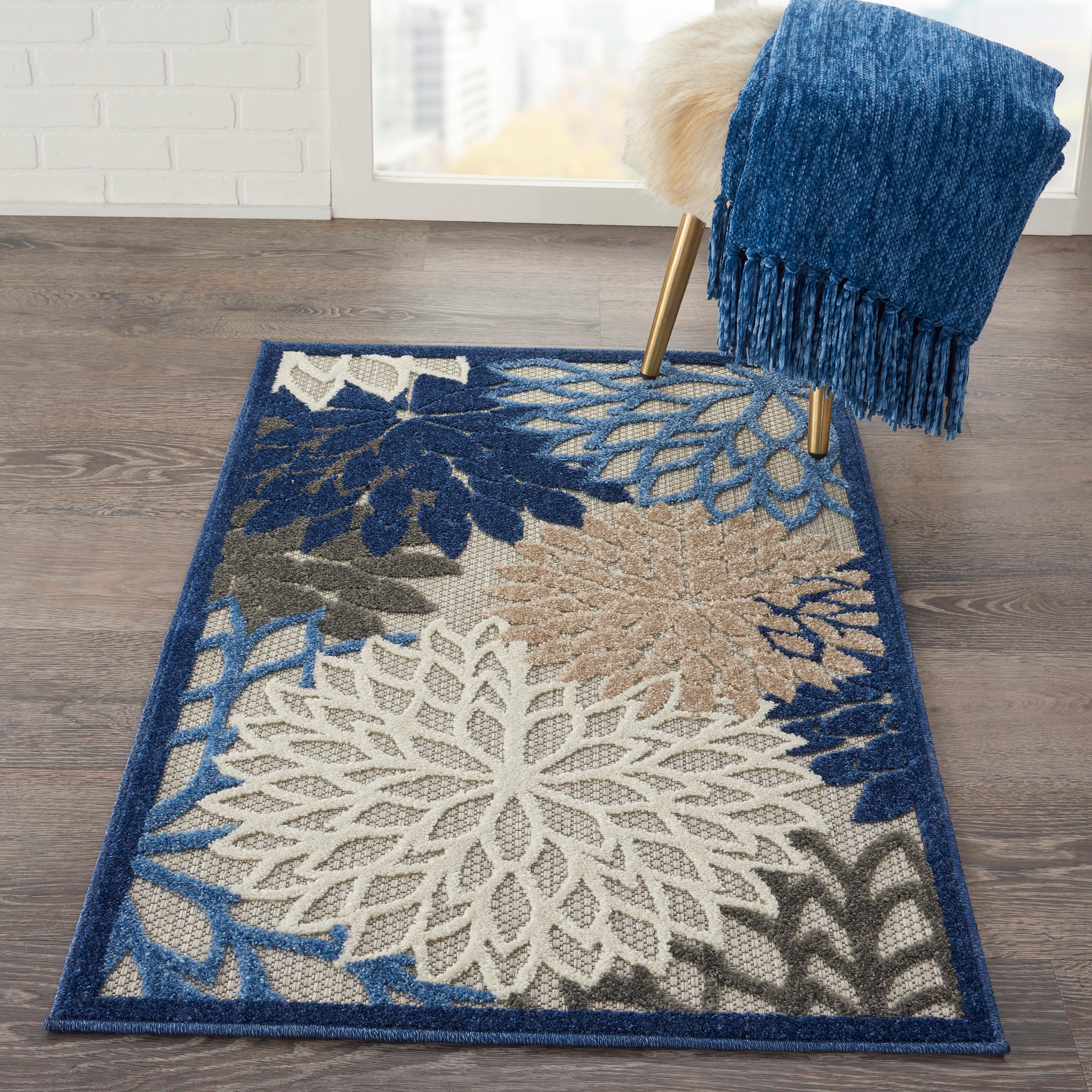 Nourison Home Nourison Aloha 2'8" x 4' Blue/Multicolor Tropical Indoor/Outdoor Rug, Blue/Multi, rollover