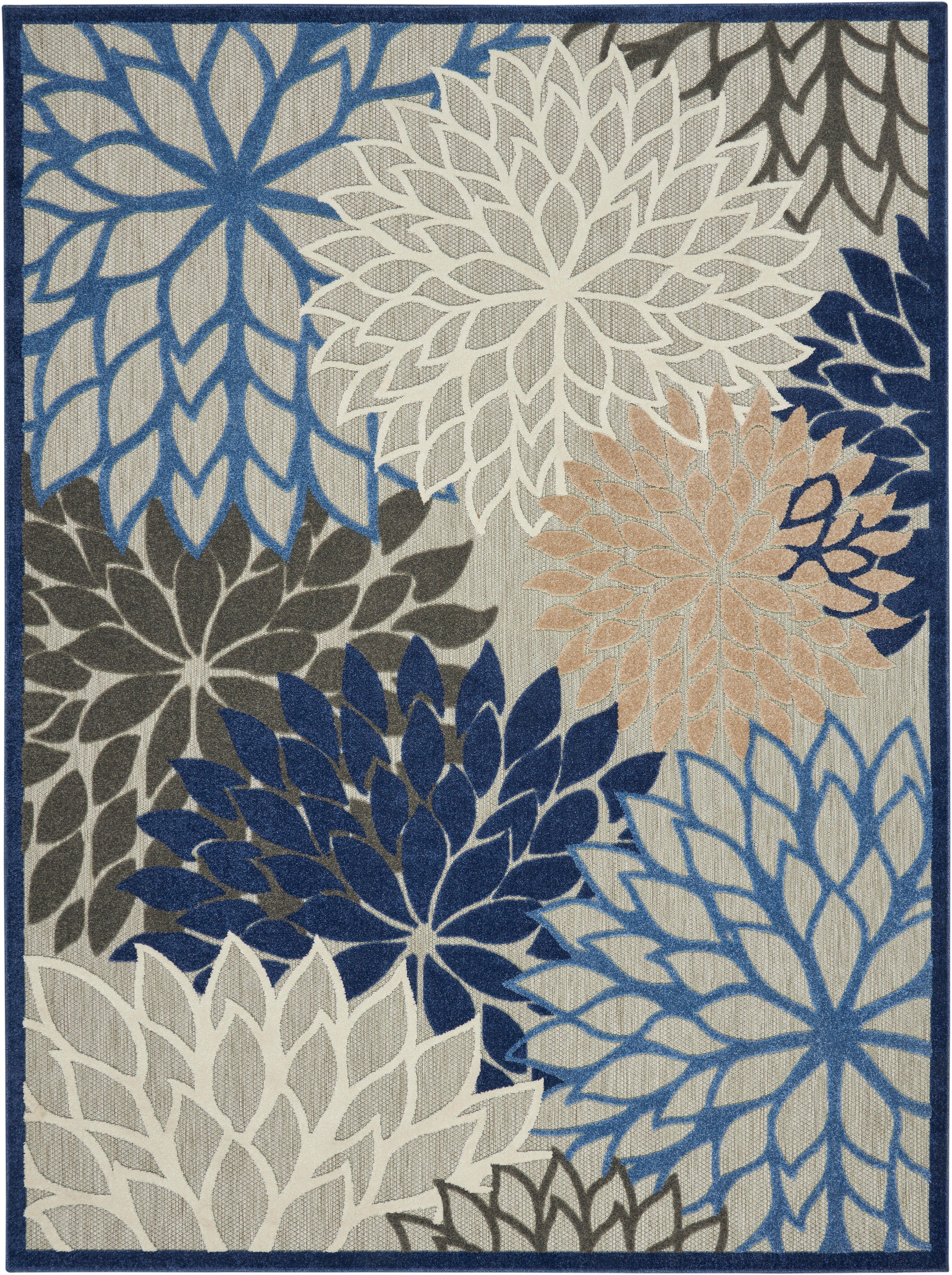Nourison Home Nourison Aloha 7' x 10' Blue/Multicolor Tropical Indoor/Outdoor Rug, Blue/Multi, large