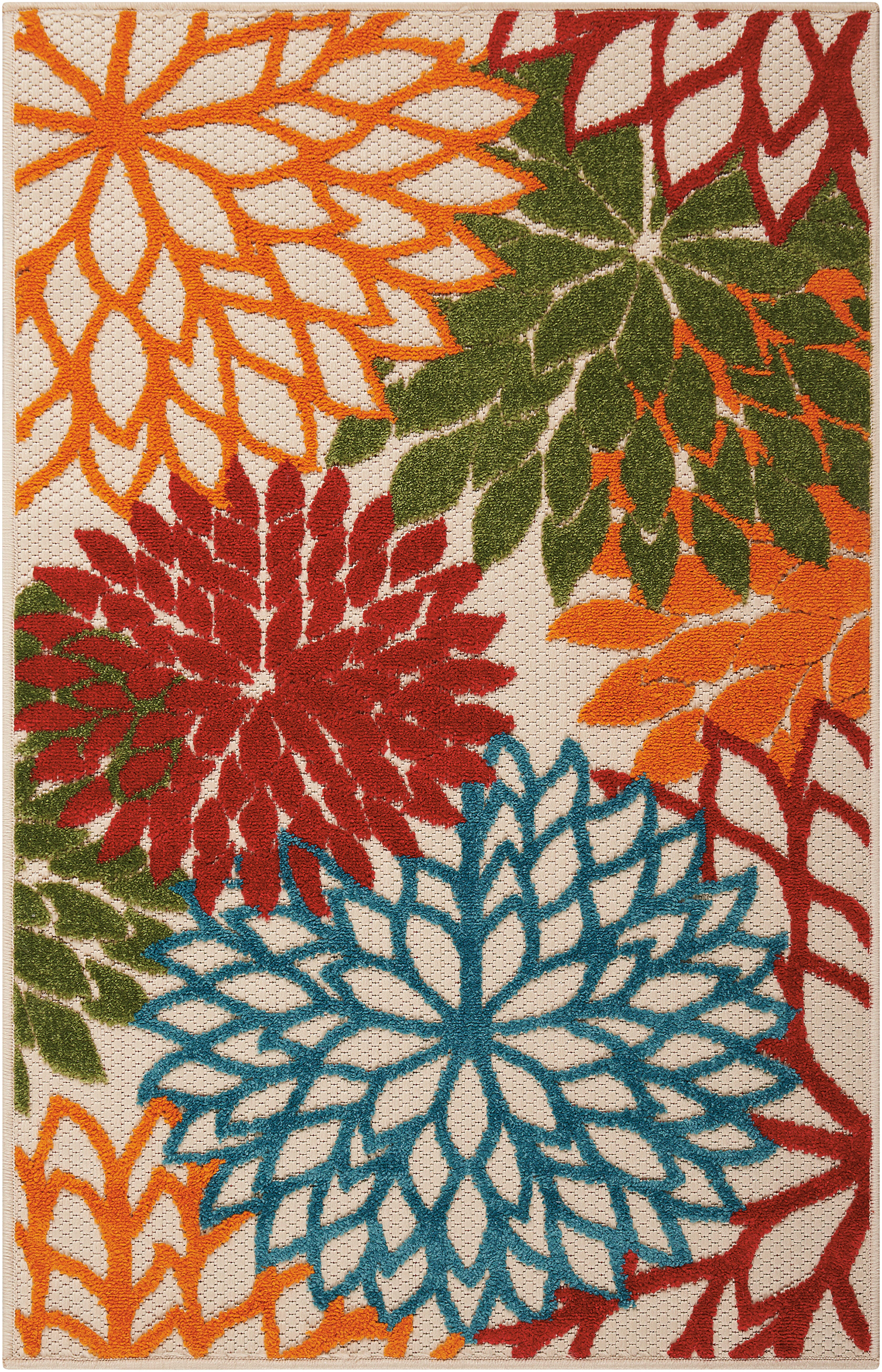 Nourison Home Nourison Aloha 2'8" x 4' Green Tropical Indoor/Outdoor Rug, Green, large