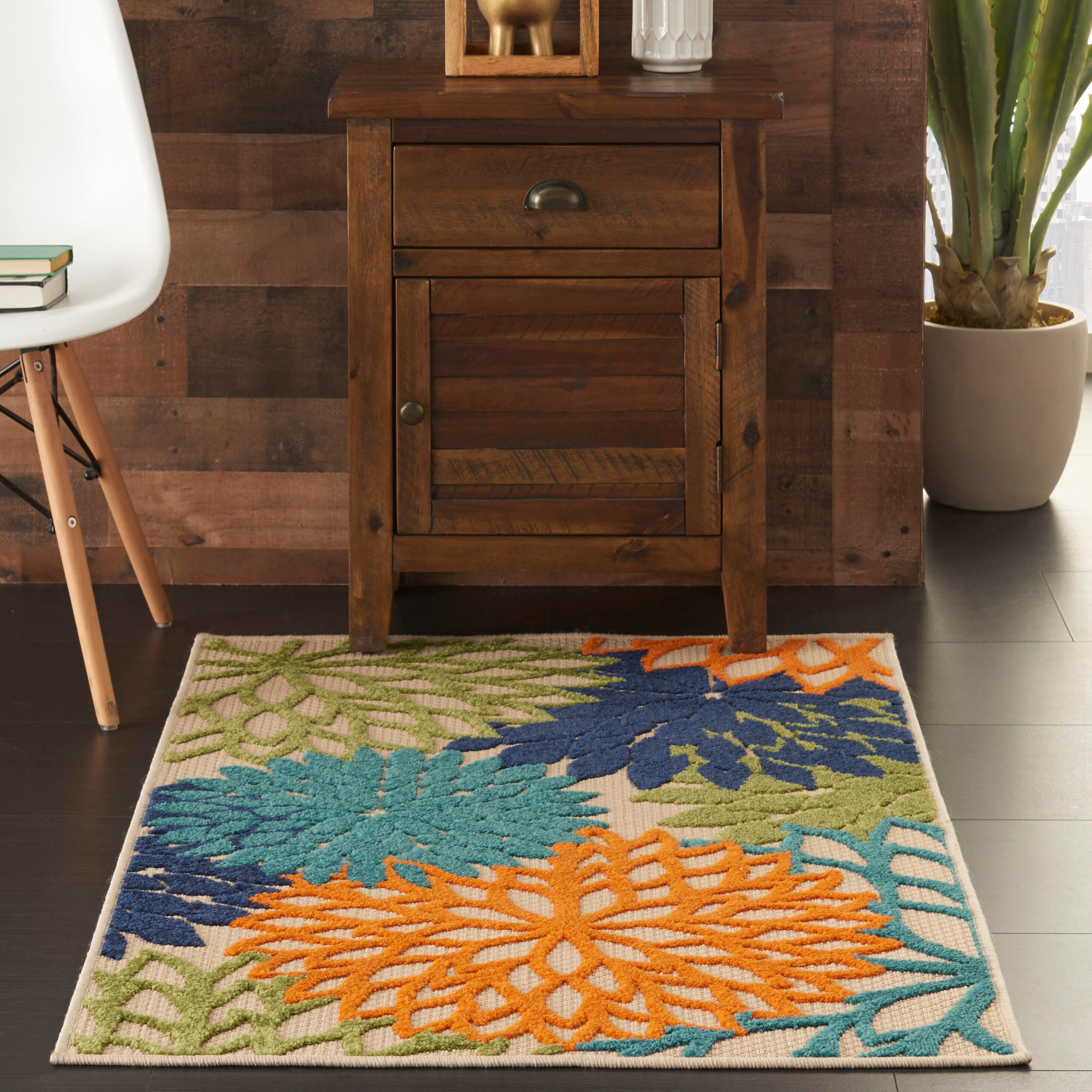 Nourison Home Nourison Aloha 2'8" x 4' Multicolor Tropical Indoor/Outdoor Rug, Multi, rollover