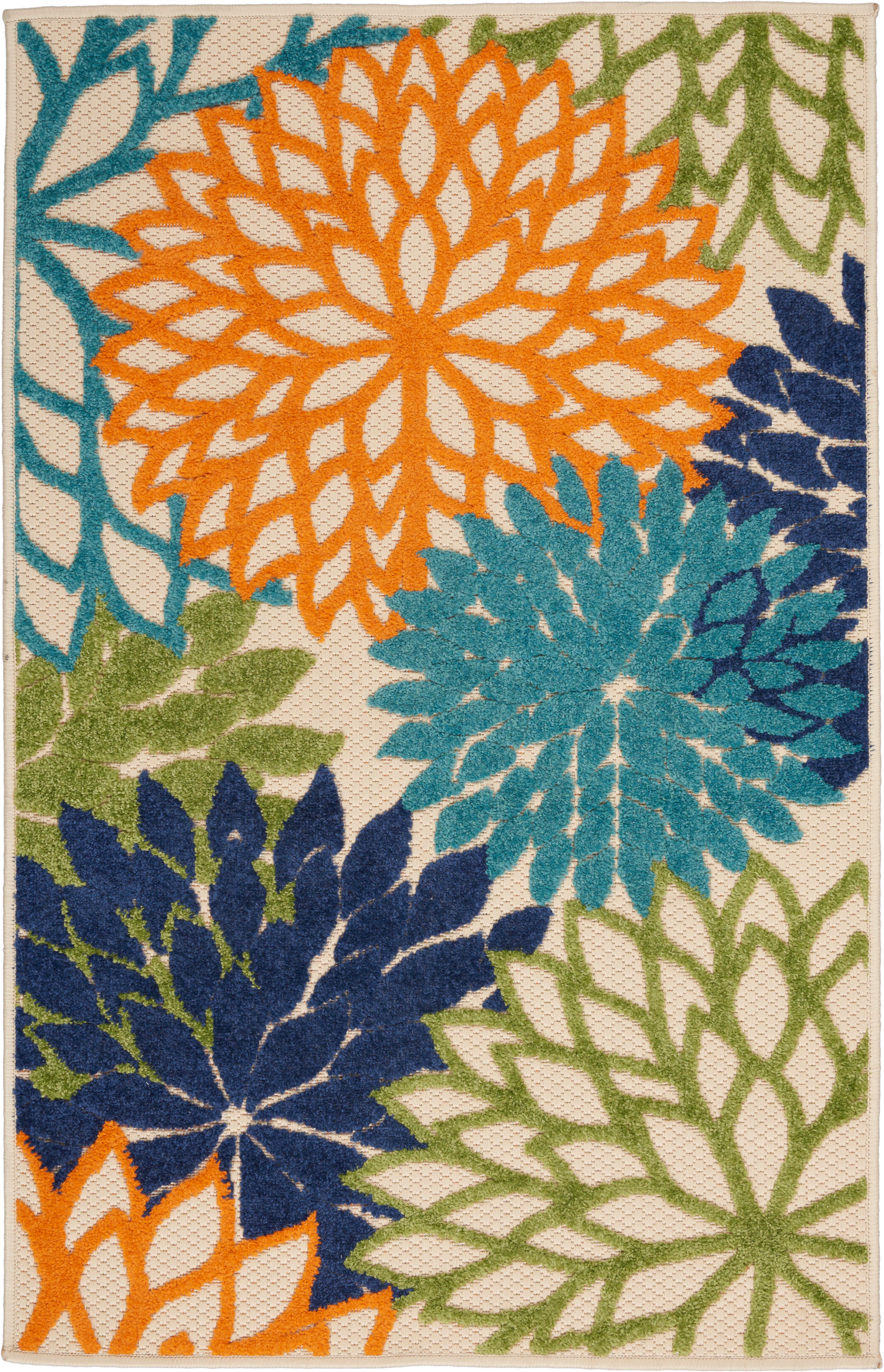 Nourison Home Nourison Aloha 2'8" x 4' Multicolor Tropical Indoor/Outdoor Rug, Multi, large