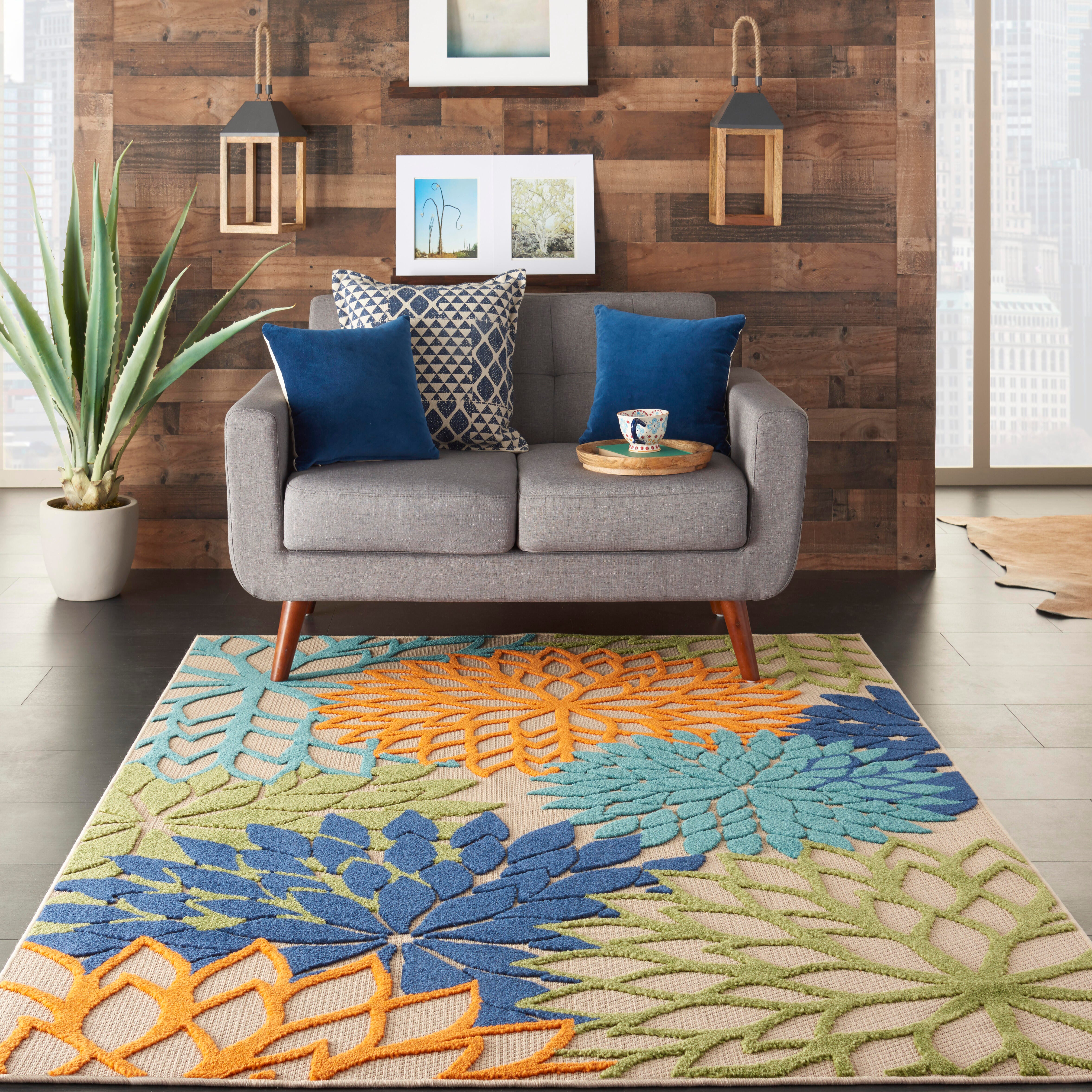 Nourison Home Nourison Aloha 3'6" x 5'6" Multicolor Tropical Indoor/Outdoor Rug, Multi, rollover