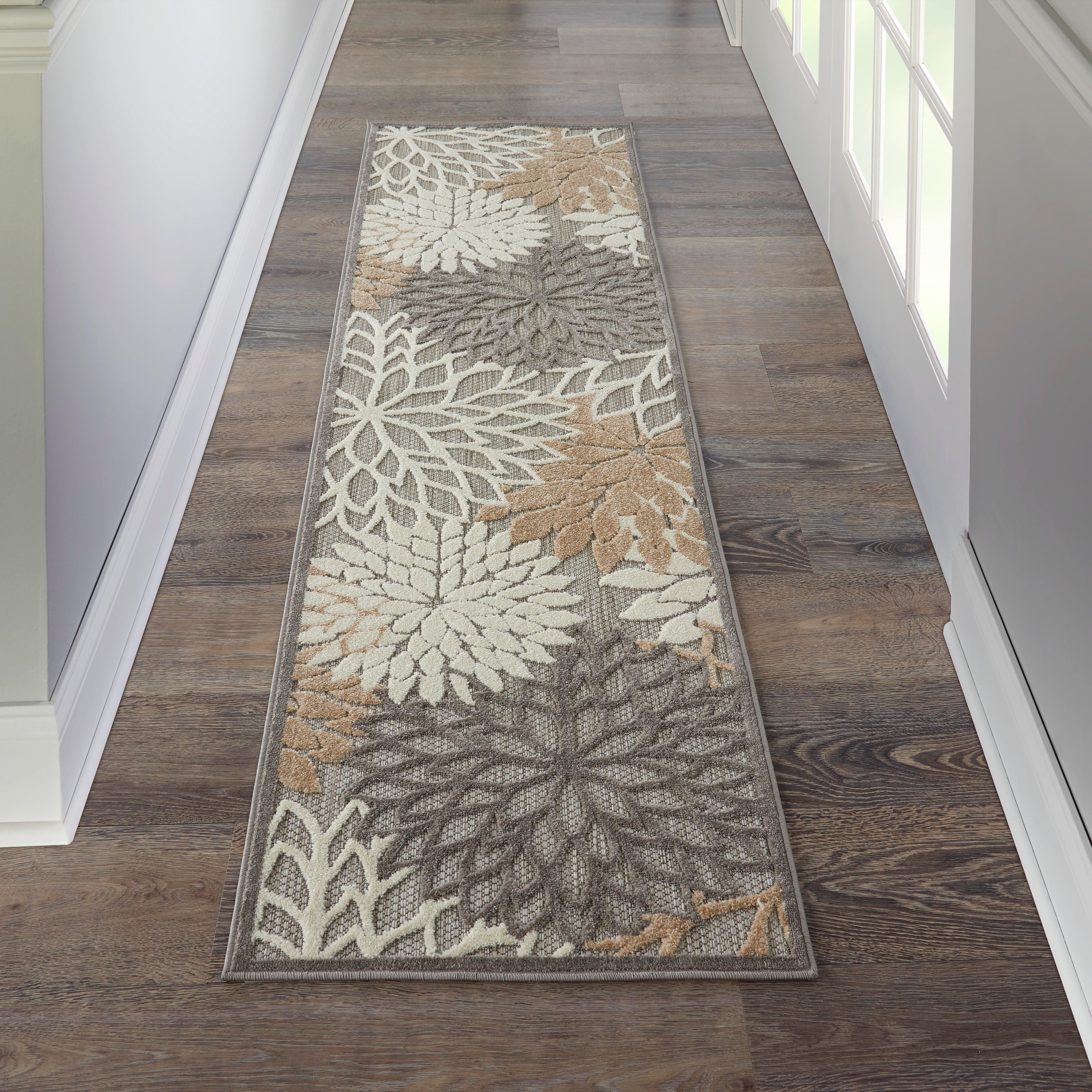 Nourison Home Nourison Aloha 2'3" x 10' Natural Tropical Indoor/Outdoor Rug, Cream, rollover