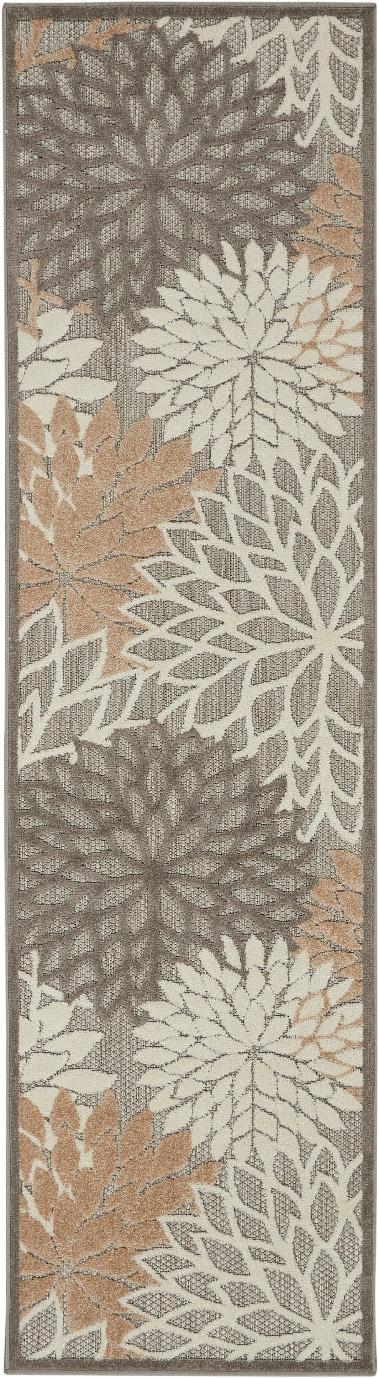 Nourison Home Nourison Aloha 2'3" x 10' Natural Tropical Indoor/Outdoor Rug, Cream, large