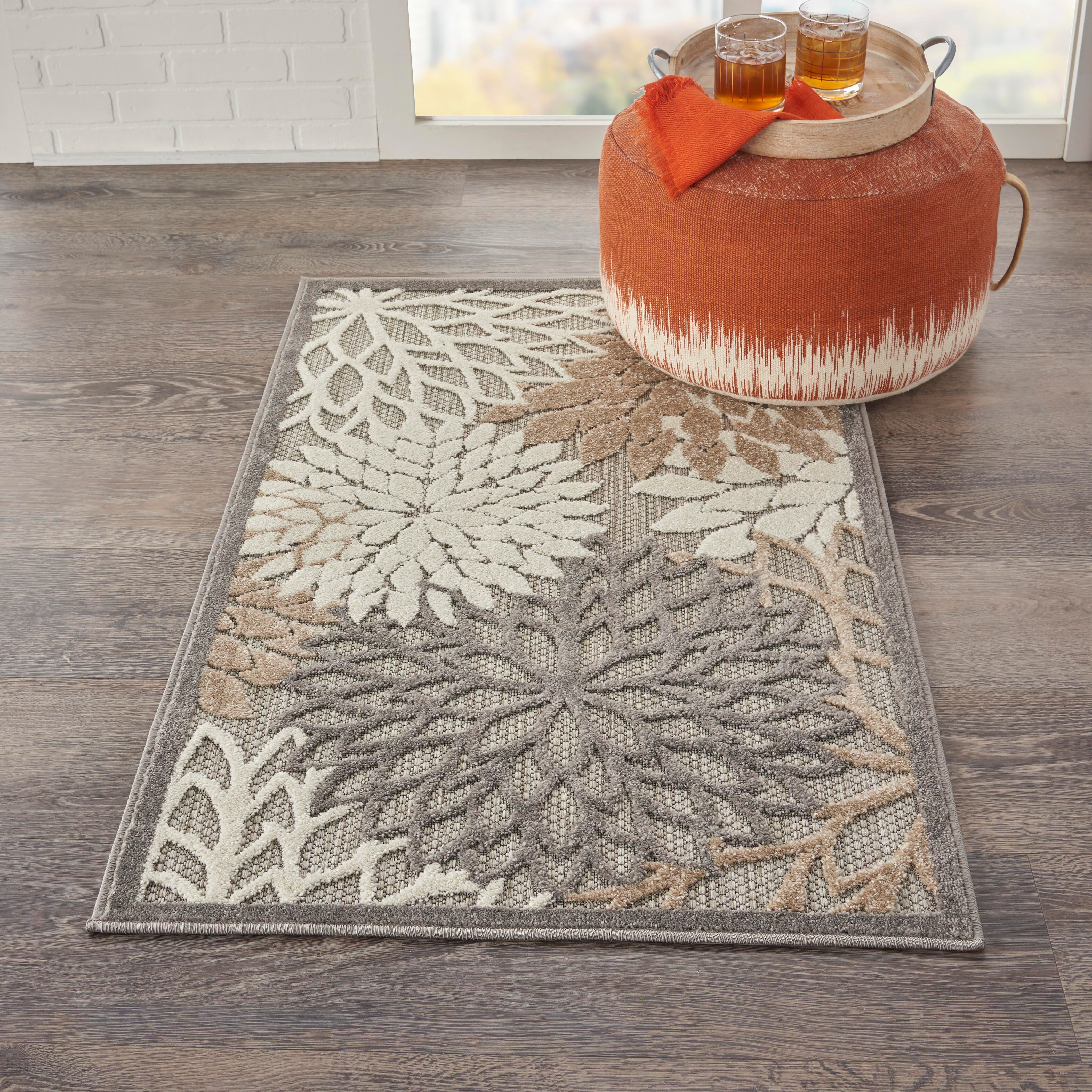 Nourison Home Nourison Aloha 2'8" x 4' Natural Tropical Indoor/Outdoor Rug, Natural, rollover
