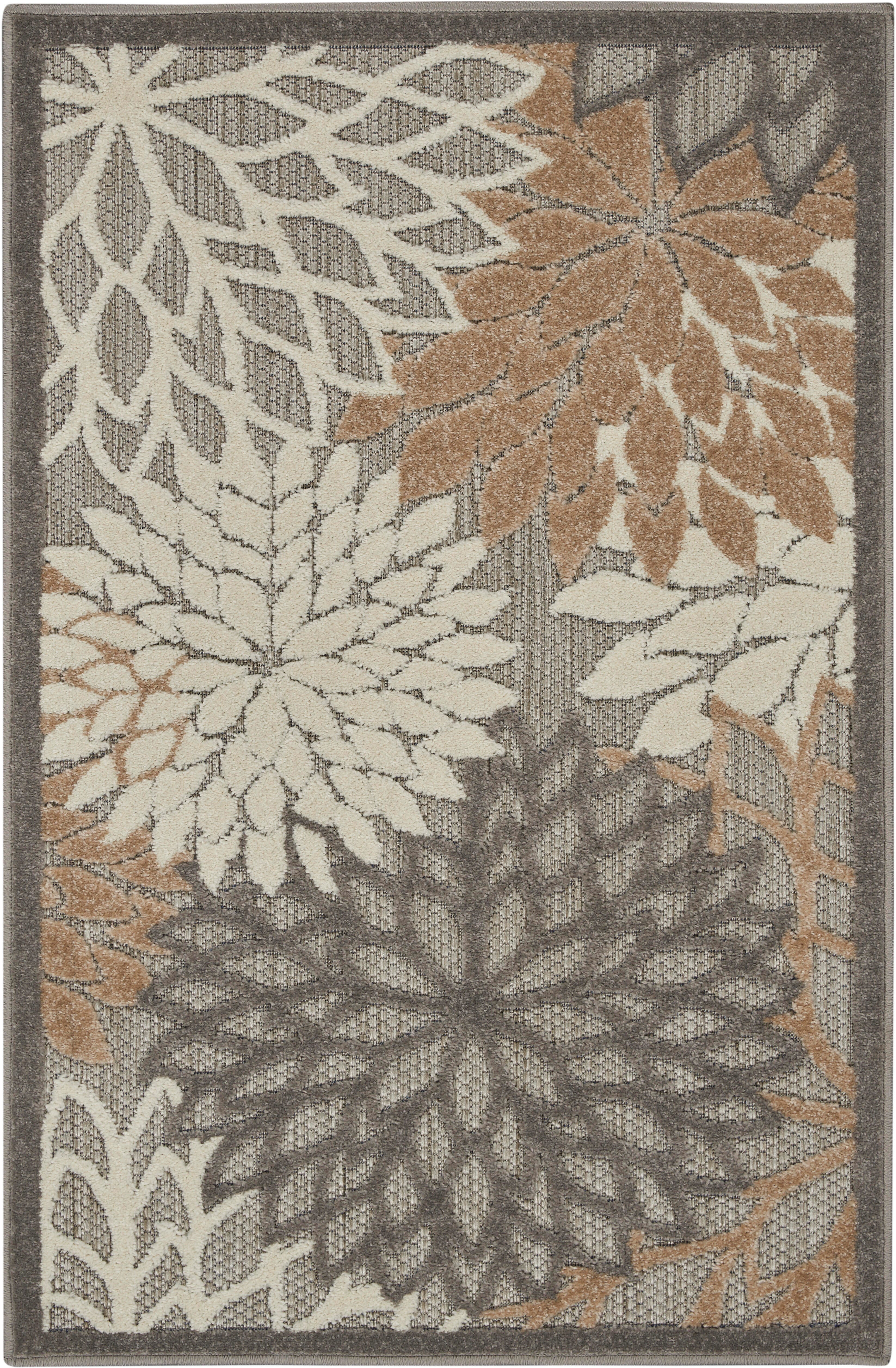 Nourison Home Nourison Aloha 2'8" x 4' Natural Tropical Indoor/Outdoor Rug, Natural, large