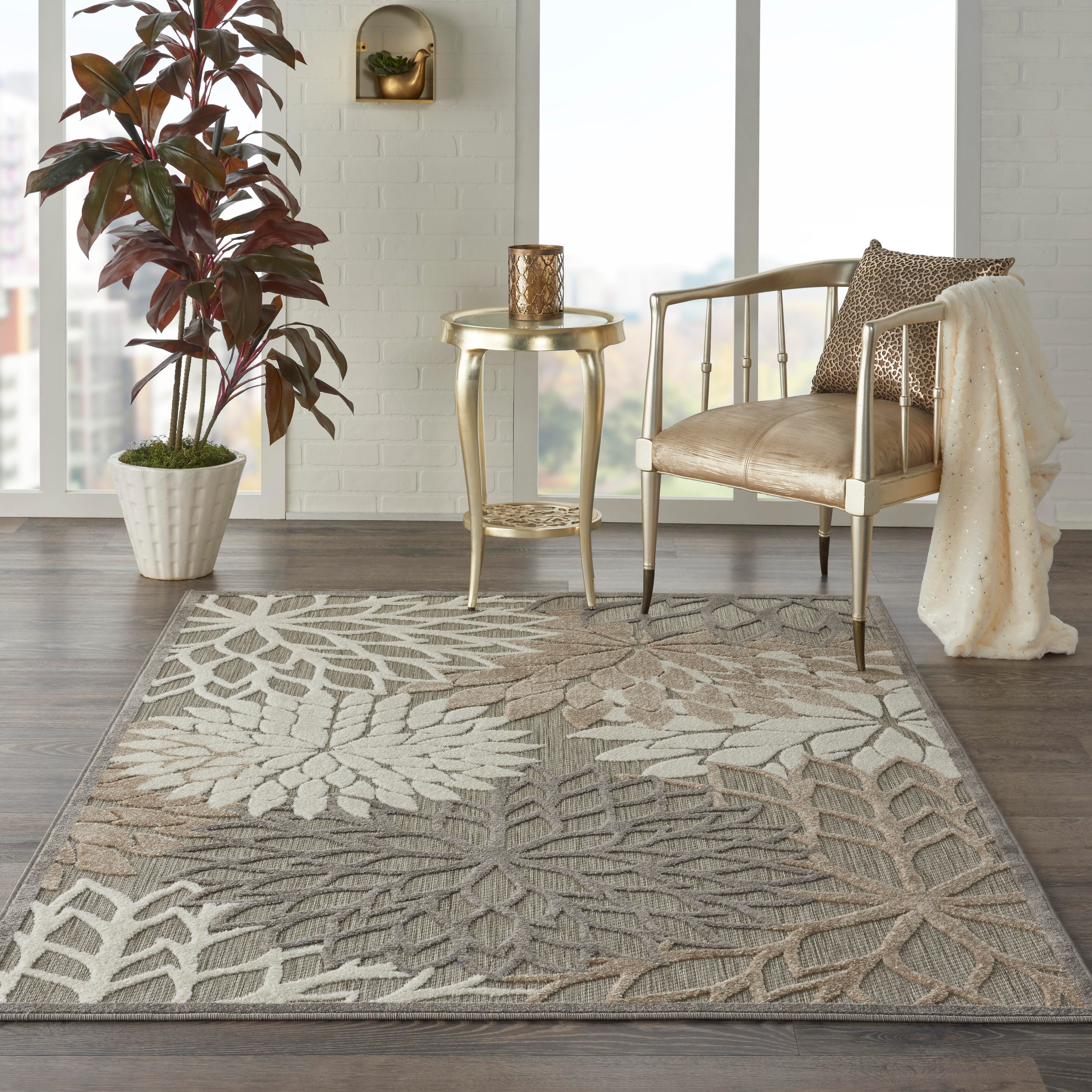 Nourison Home Nourison Aloha 3'6" x 5'6" Natural Tropical Indoor/Outdoor Rug, Natural, rollover