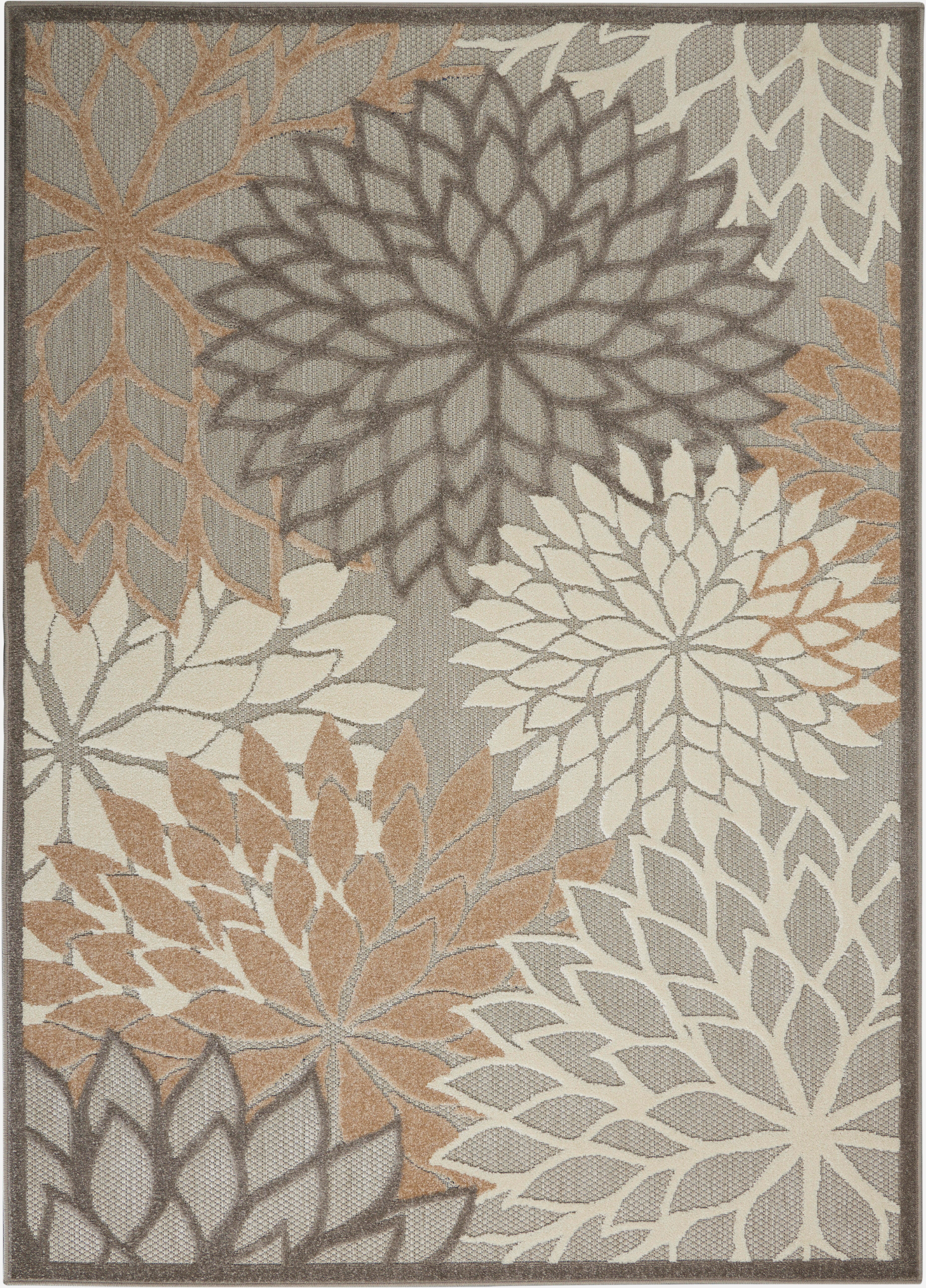 Nourison Home Nourison Aloha 3'6" x 5'6" Natural Tropical Indoor/Outdoor Rug, Natural, large