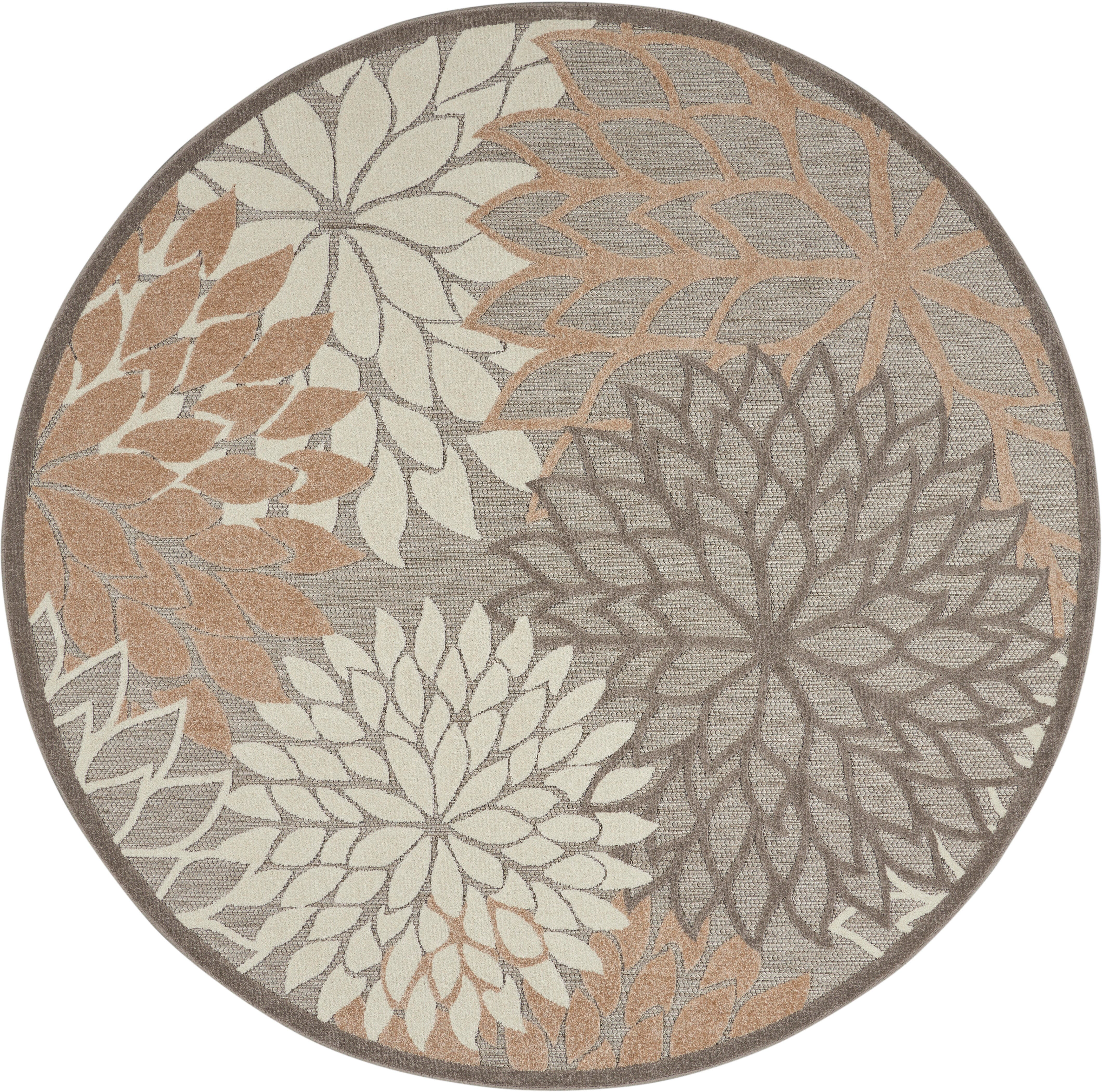 Nourison Home Nourison Aloha 4' x ROUND Natural Tropical Indoor/Outdoor Rug, Natural, large