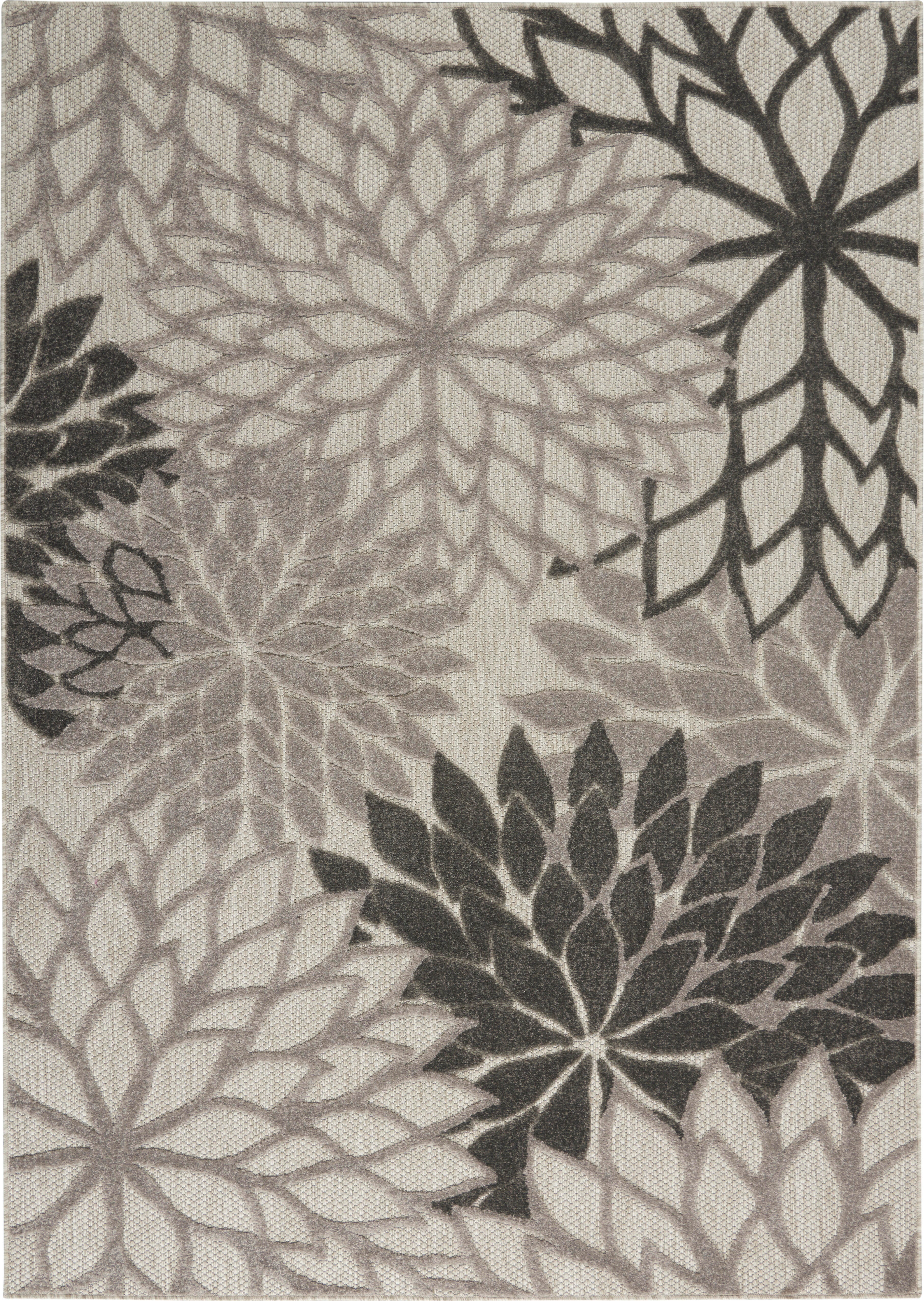 Nourison Home Nourison Aloha 3'6" x 5'6" Silver Grey Tropical Indoor/Outdoor Rug, Silver Gray, large