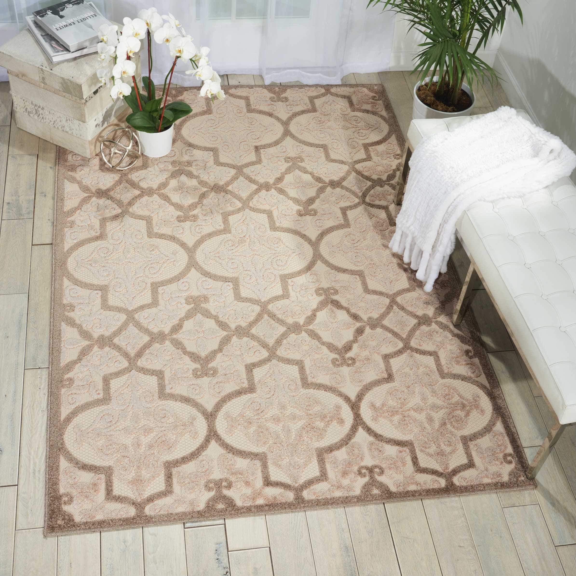 Nourison Nourison Aloha 3'6" x 5'6" Cream Bohemian Indoor/Outdoor Rug, Cream, rollover