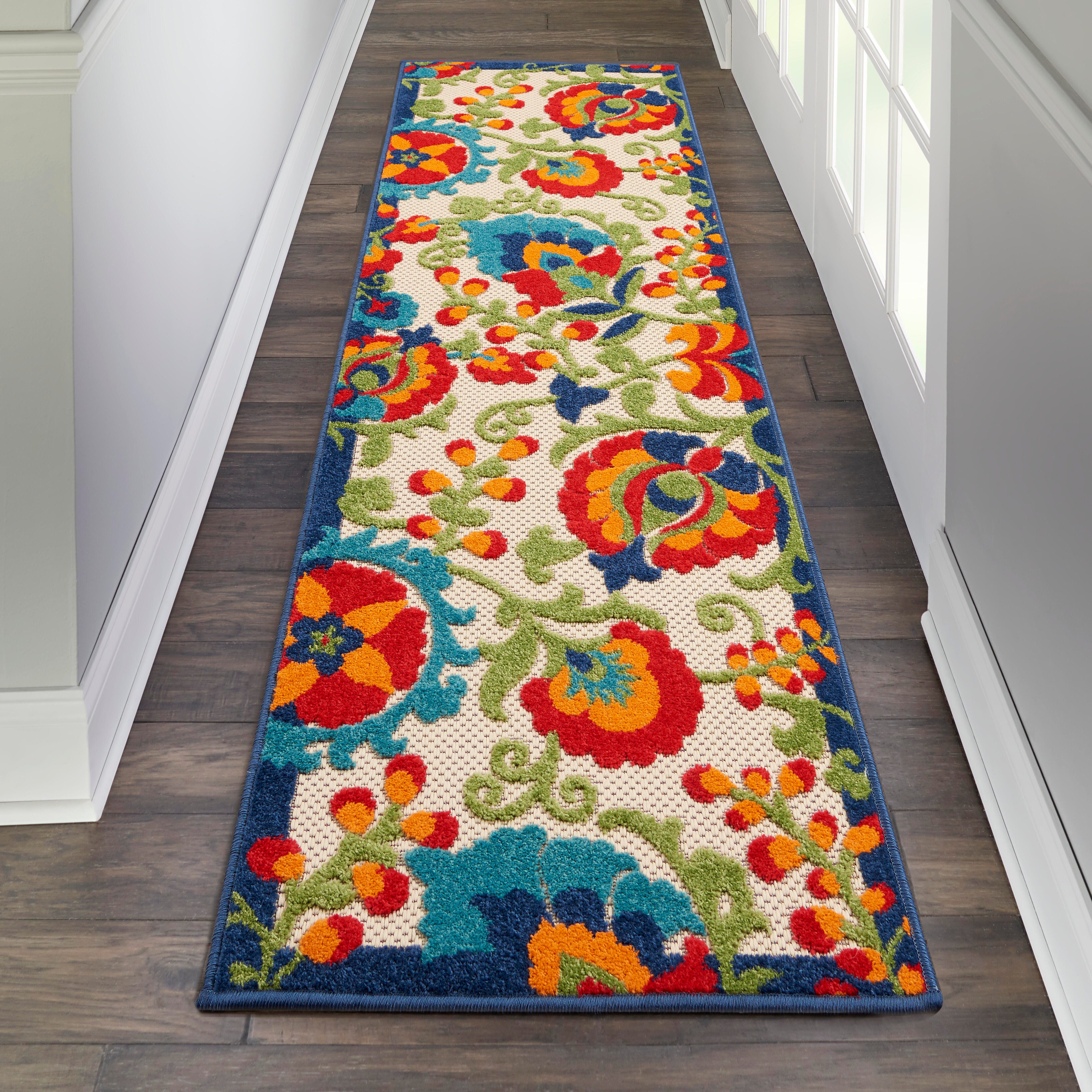 Nourison Home Nourison Aloha 2' x 6' Multicolor Farmhouse Indoor/Outdoor Rug, Multi, rollover