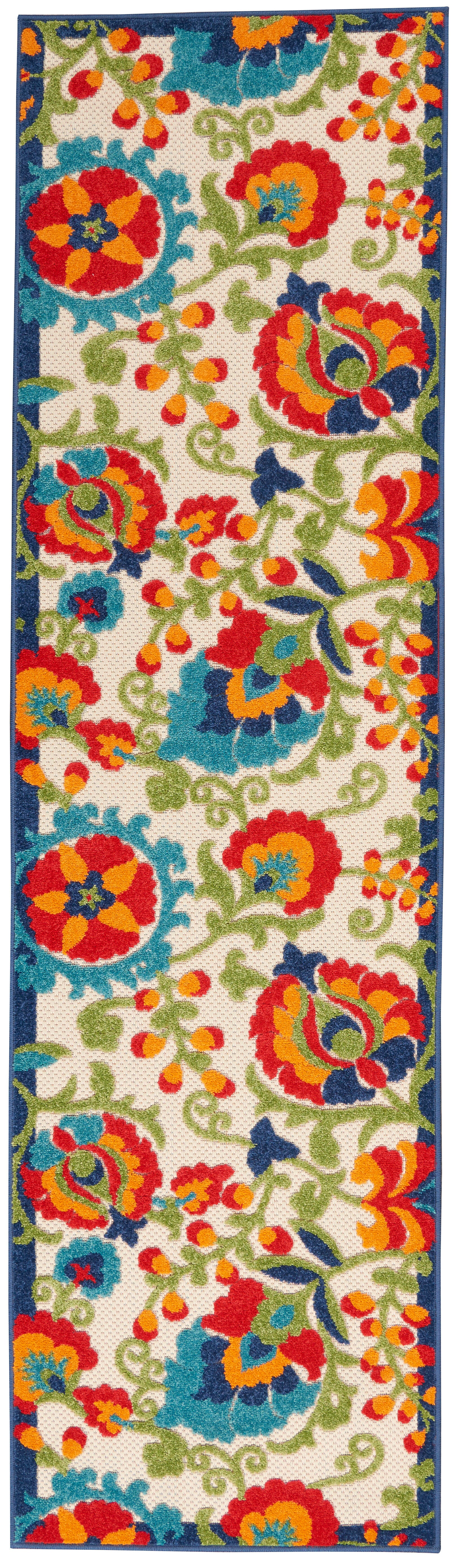 Nourison Home Nourison Aloha 2' x 6' Multicolor Farmhouse Indoor/Outdoor Rug, Multi, large