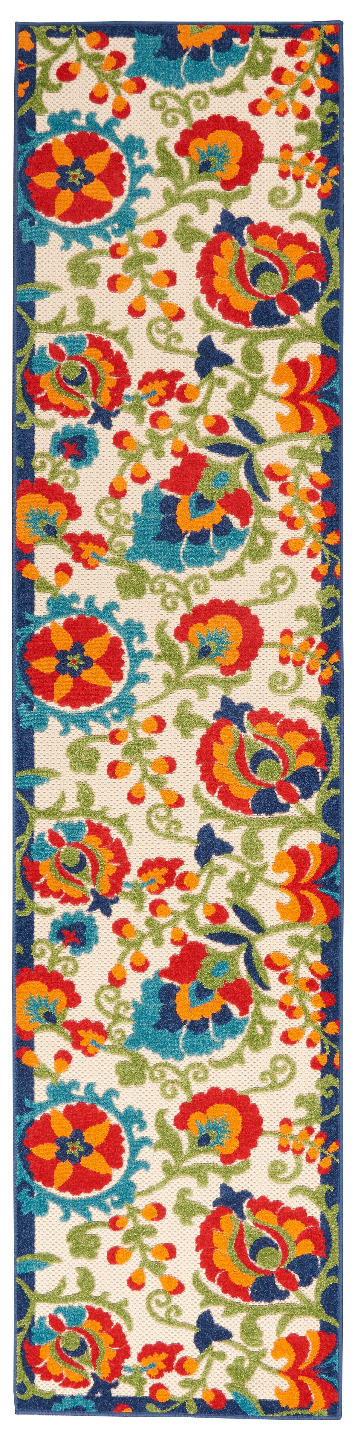 Nourison Home Nourison Aloha 2'3" x 12' Multicolor Farmhouse Indoor/Outdoor Rug, Multi, large