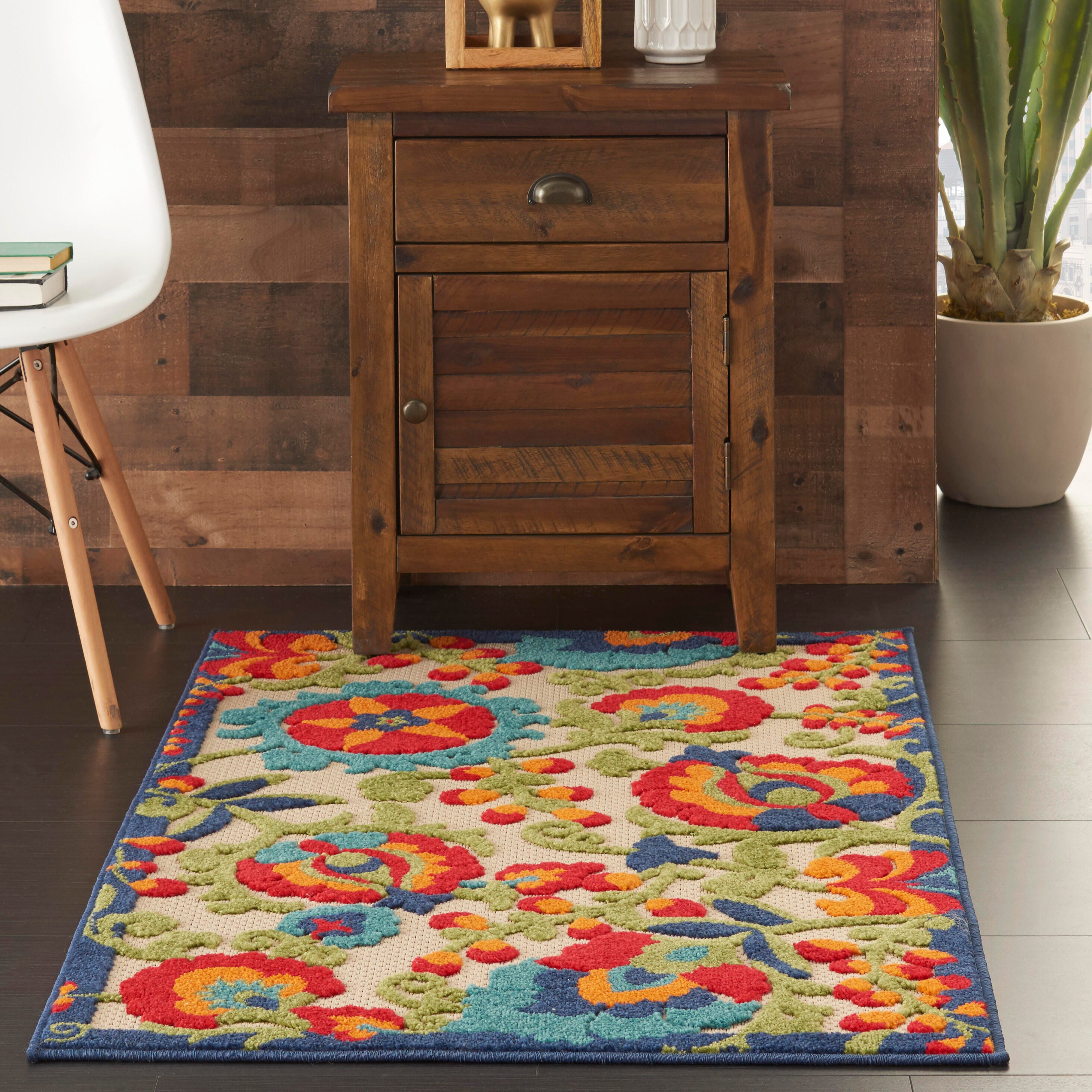 Nourison Home Nourison Aloha 2'8" x 4' Multicolor Farmhouse Indoor/Outdoor Rug, Multi, rollover